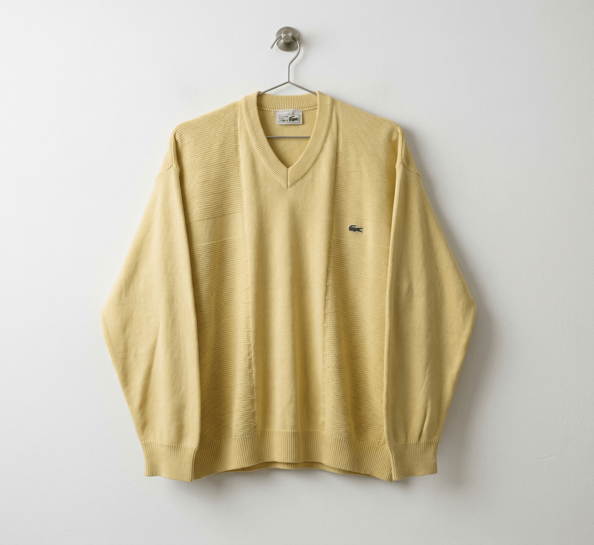 Lacoste Chemise Lacoste Vintage 90s Cream Knit Sweater France XL Size US XL / EU 56 / 4 - 1 Thumbnail