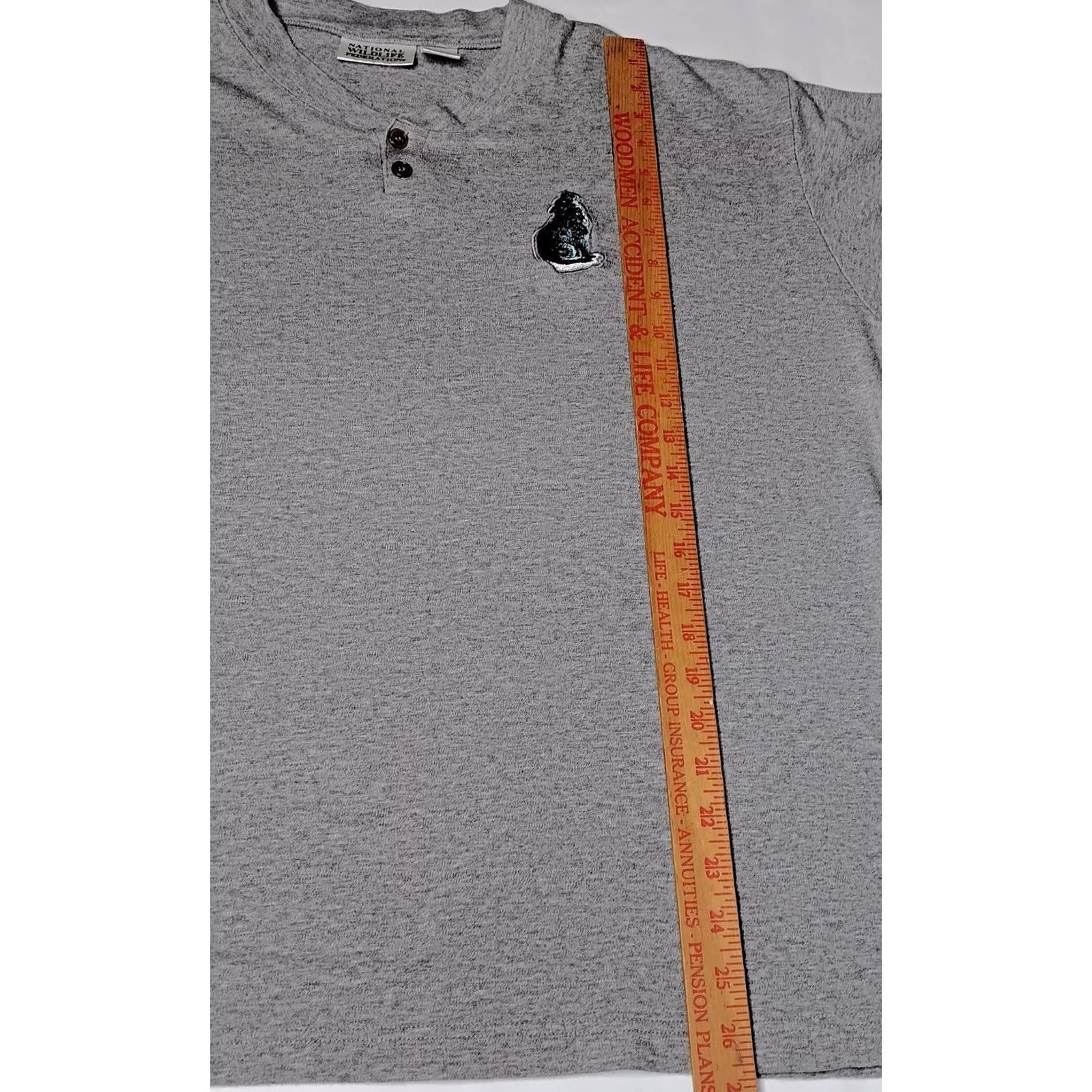 Vintage VINTAGE World Wildlife Federation Shirt Wolf 2XL Henley Gray Nature Animal Size XXL / US 16-18 / IT 52-54 - 6 Thumbnail