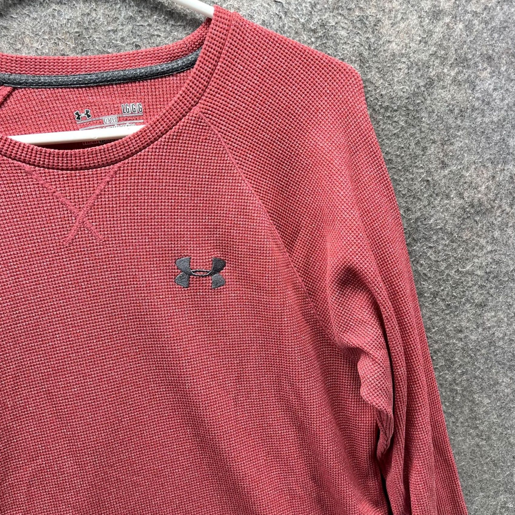Under Armour Under Armour Shirt Mens Large Red HeatGear Fitted Waffle Thermal Long Sleeve Shirt Size US L / EU 52-54 / 3 - 5 Thumbnail