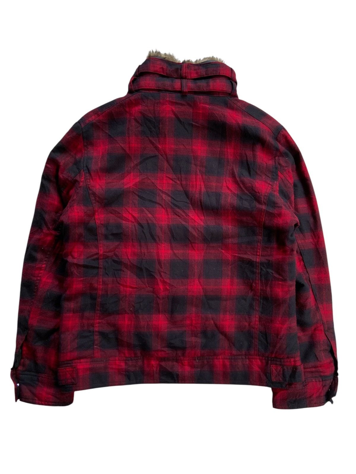 Japanese Brand DOUBLE DOCUS PLAID FAUX FUR ZIP JACKET Size US M / EU 48-50 / 2 - 12 Thumbnail