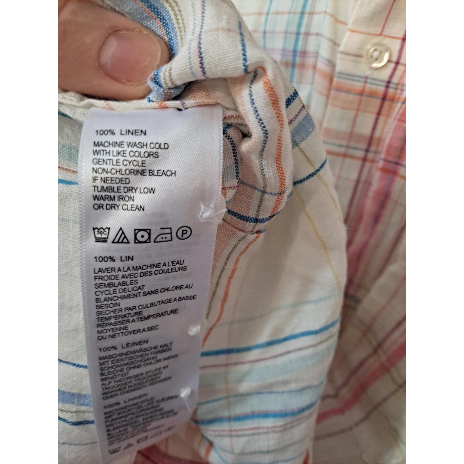 Tommy Bahama Tommy Bahama White Orange Blue Plaid 100% Linen Button Up Sh Size US L / EU 52-54 / 3 - 4 Thumbnail