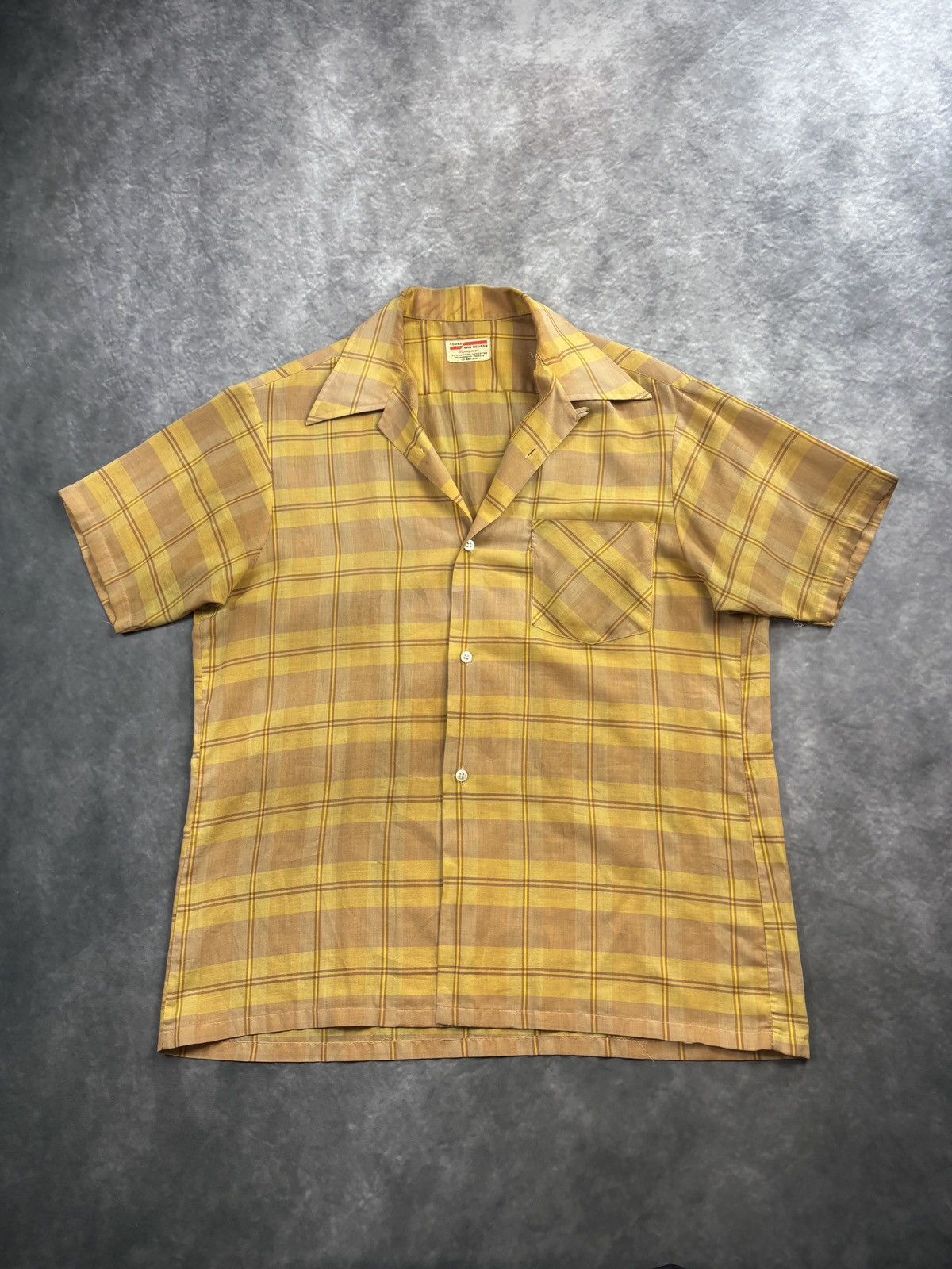 Van Heusen 1950s Van Heusen True Vintage Loop Collar Plaid Shortsleeve Size US S / EU 44-46 / 1 - 3 Thumbnail