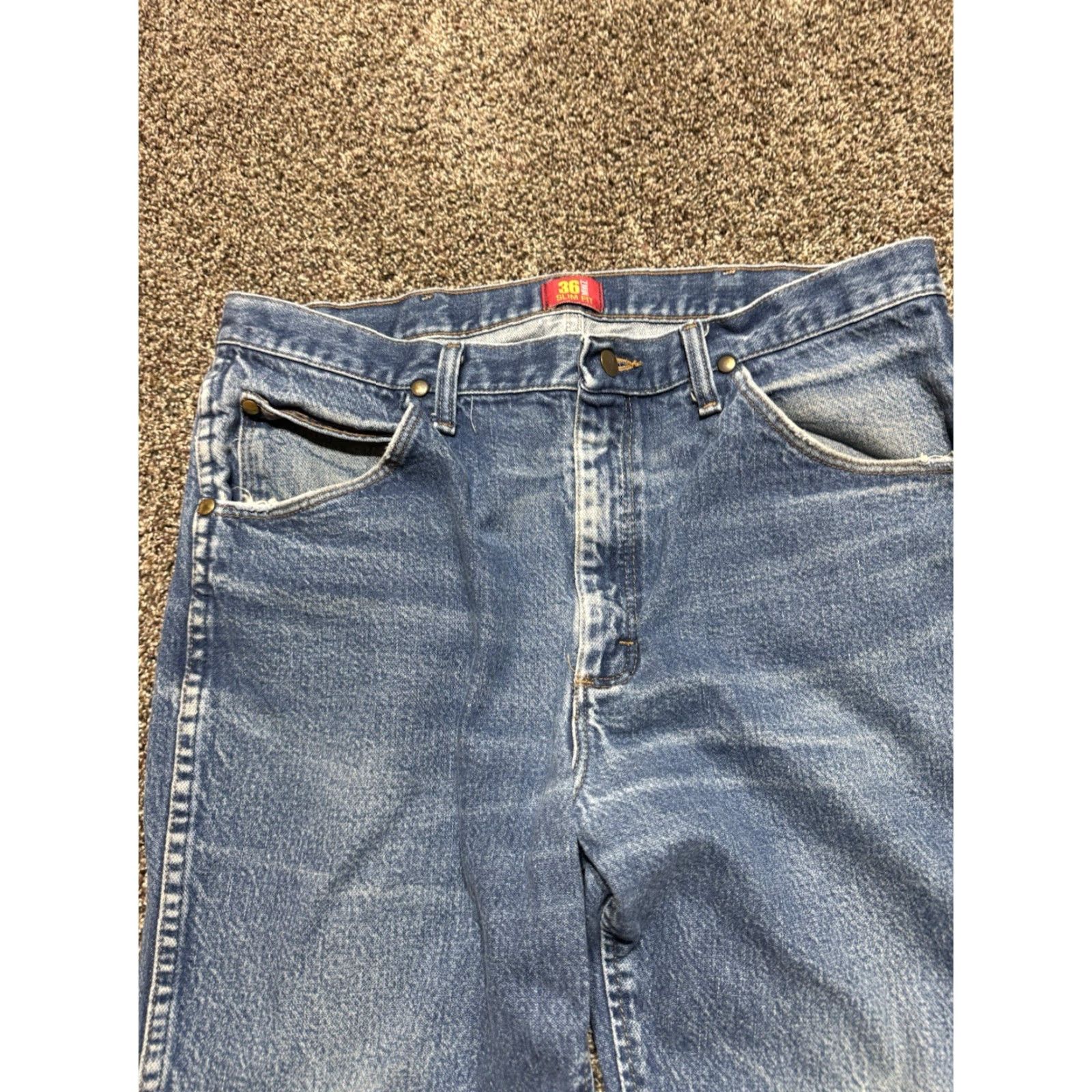 Wrangler Wrangler Jeans 36MWZ Men Jeans 36 Blue Denim Distress Bootcut 32 Inseam 36 Waist Regular 5-Pocket Cowboy Vintage No Size US 36 / EU 52 - 3 Thumbnail