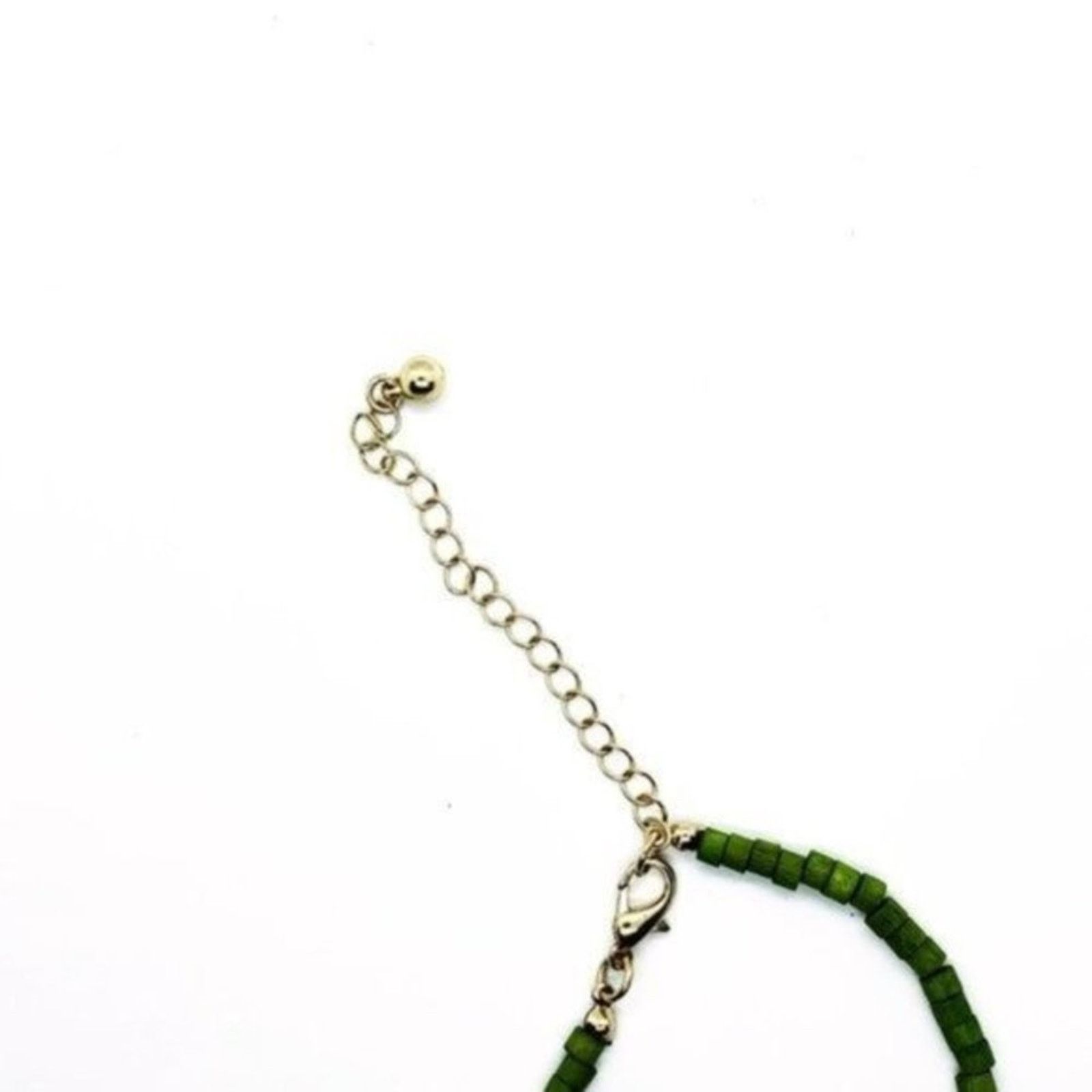 Handmade Green Bronze Wood Bib Style Necklace & Earring set Size ONE SIZE - 4 Thumbnail
