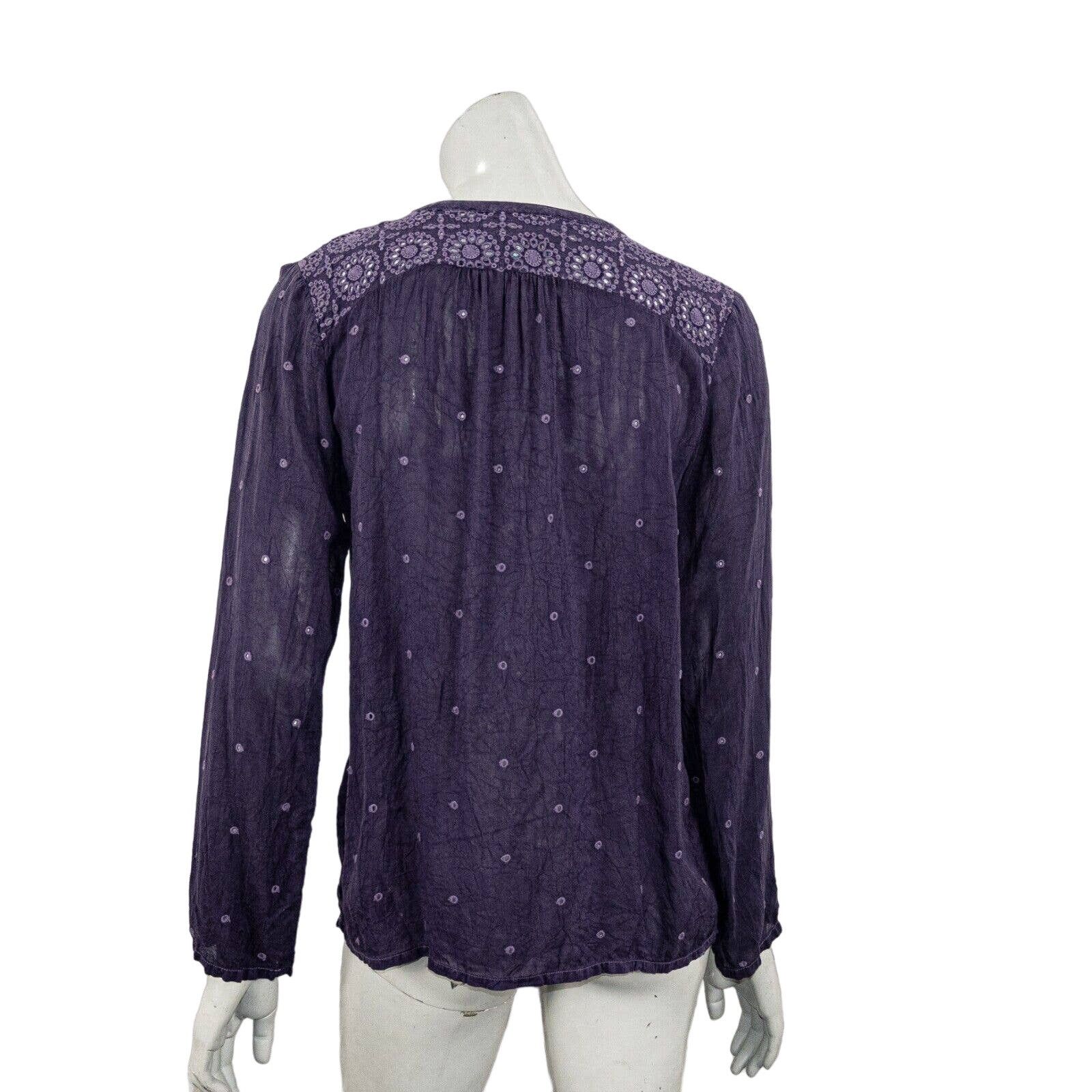 Johnny Was Johnny Was Pullover Blouse Purple Sheer Embroidered sz S Size S / US 4 / IT 40 - 3 Thumbnail