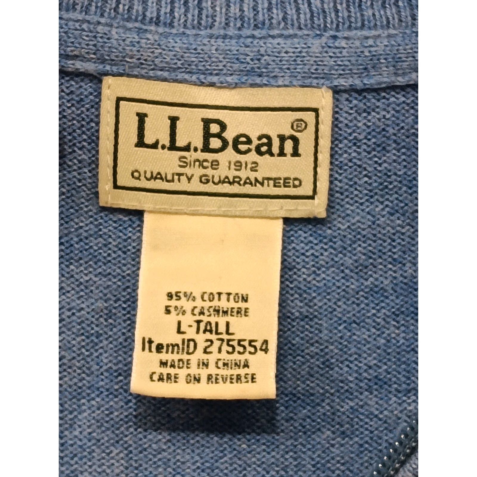 Vintage VINTAGE L.L. Bean Sweater Pullover 1/4 Zip Men Large Blue Cashmere Cotton Blend Crew Neck Big & Tall Mens Regular Fit Size US L / EU 52-54 / 3 - 4 Thumbnail
