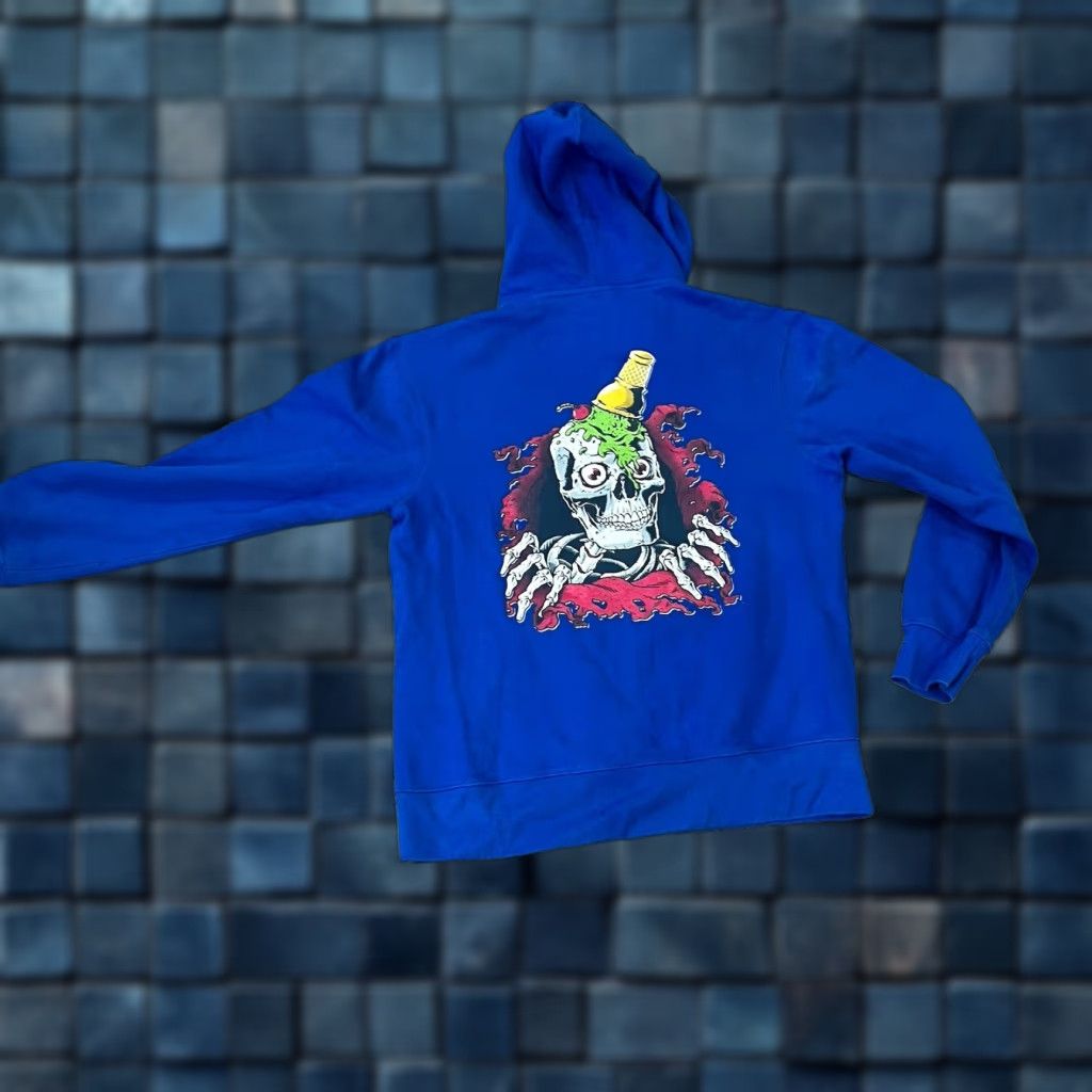 VINTAGE Billionaire Boys Club Ice Cream Hoodie BBC Skeleton Cone Head - Med - Blue - Men - Pullover Hoodie