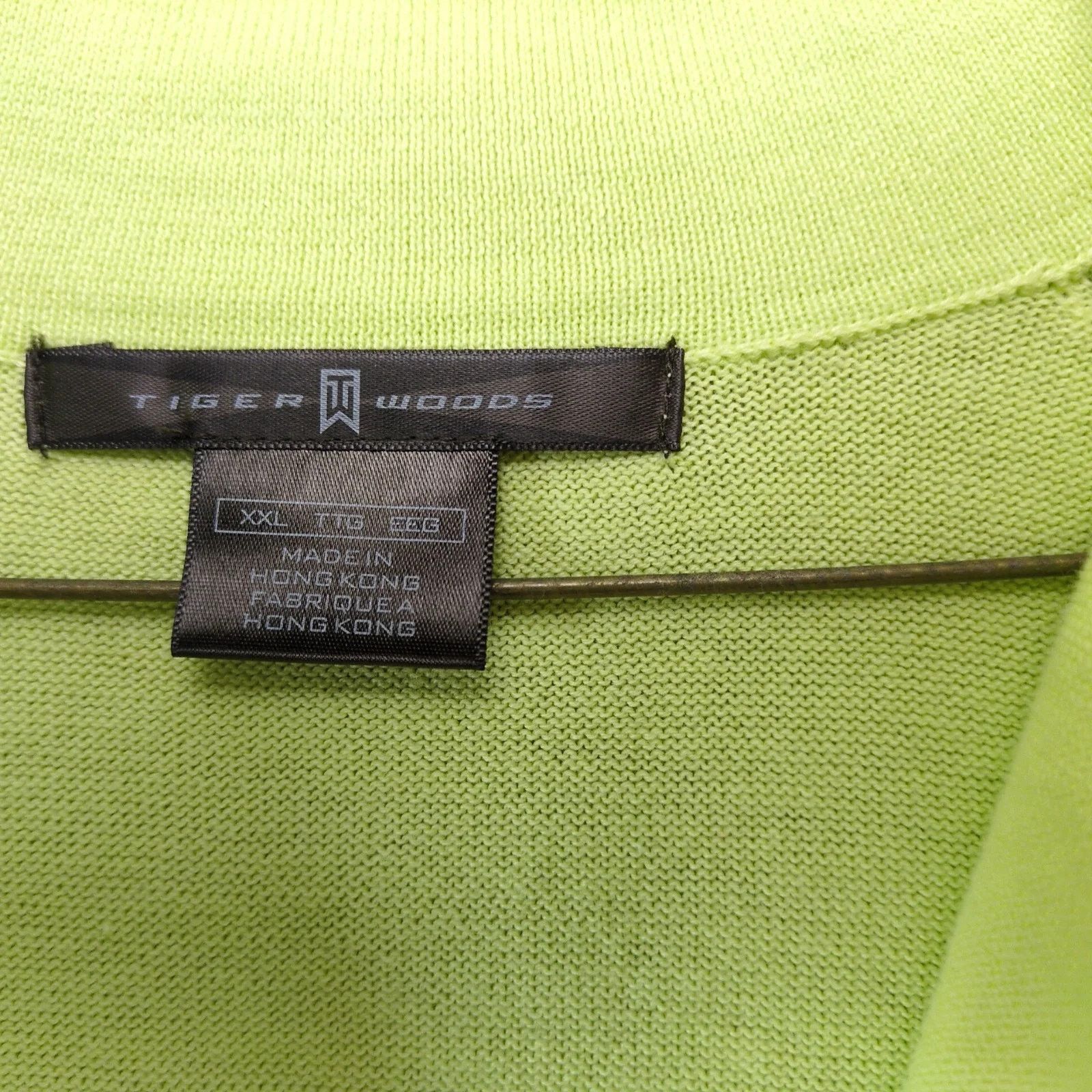 Tiger Woods Tiger Woods Men's XXL 1/4 Zip Knit Sweater Lime Mock Neck Size US XXL / EU 58 / 5 - 3 Thumbnail