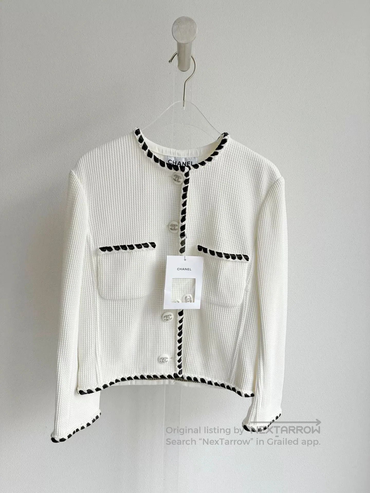 Chanel Chanel 21C White Waffle Coat. Size XXS / US 00 / IT 34 - 2 Thumbnail
