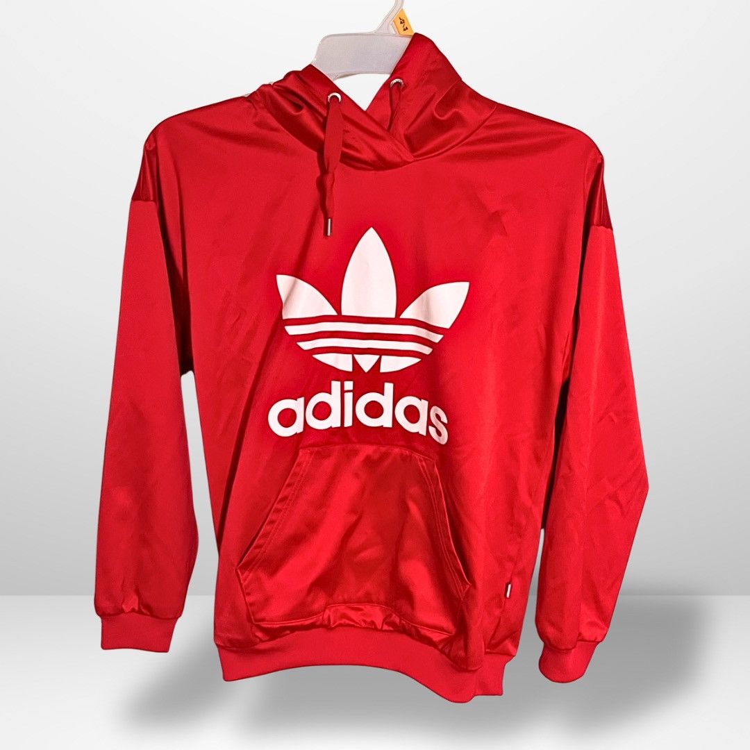 Adidas Adidas Originals Trefoil Red Satin Pullover Hoodie Size US XS / EU 42 / 0 - 1 Thumbnail