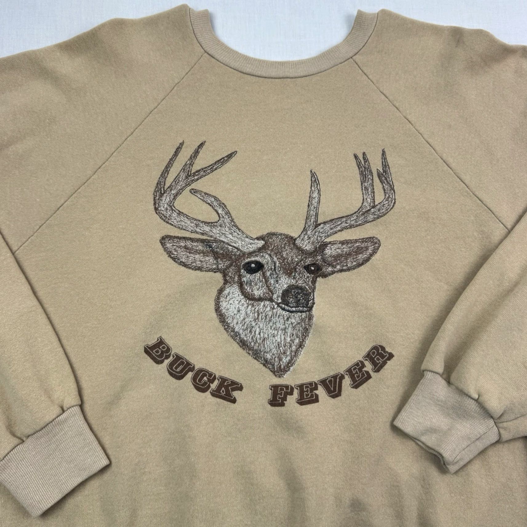 Vintage VINTAGE Buck Fever Sweatshirt Adult XL Tan Brown 80s Hunting Nature Mens Pullover Deer Outdoors Sweatshirt Size US XL / EU 56 / 4 - 2 Thumbnail