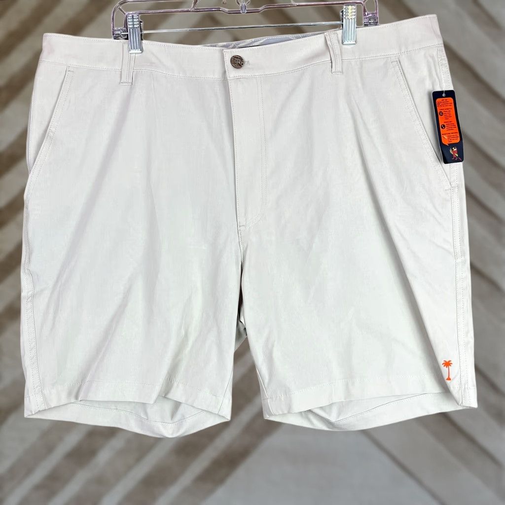 Vintage Margaritaville Mens Shorts Bermuda 40x7 UPF 30+ Quick Dry 4 Way Stretch Beige Wind Chime 7 in Inseam Size US 40 / EU 56 - 1 Thumbnail