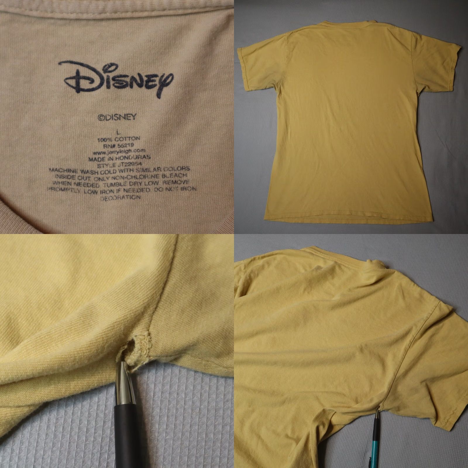 Disney Disney Dumbo T Shirt Mens Large Yellow Short Sleeve Chinese Letters Worn Stain* Size US L / EU 52-54 / 3 - 8 Thumbnail