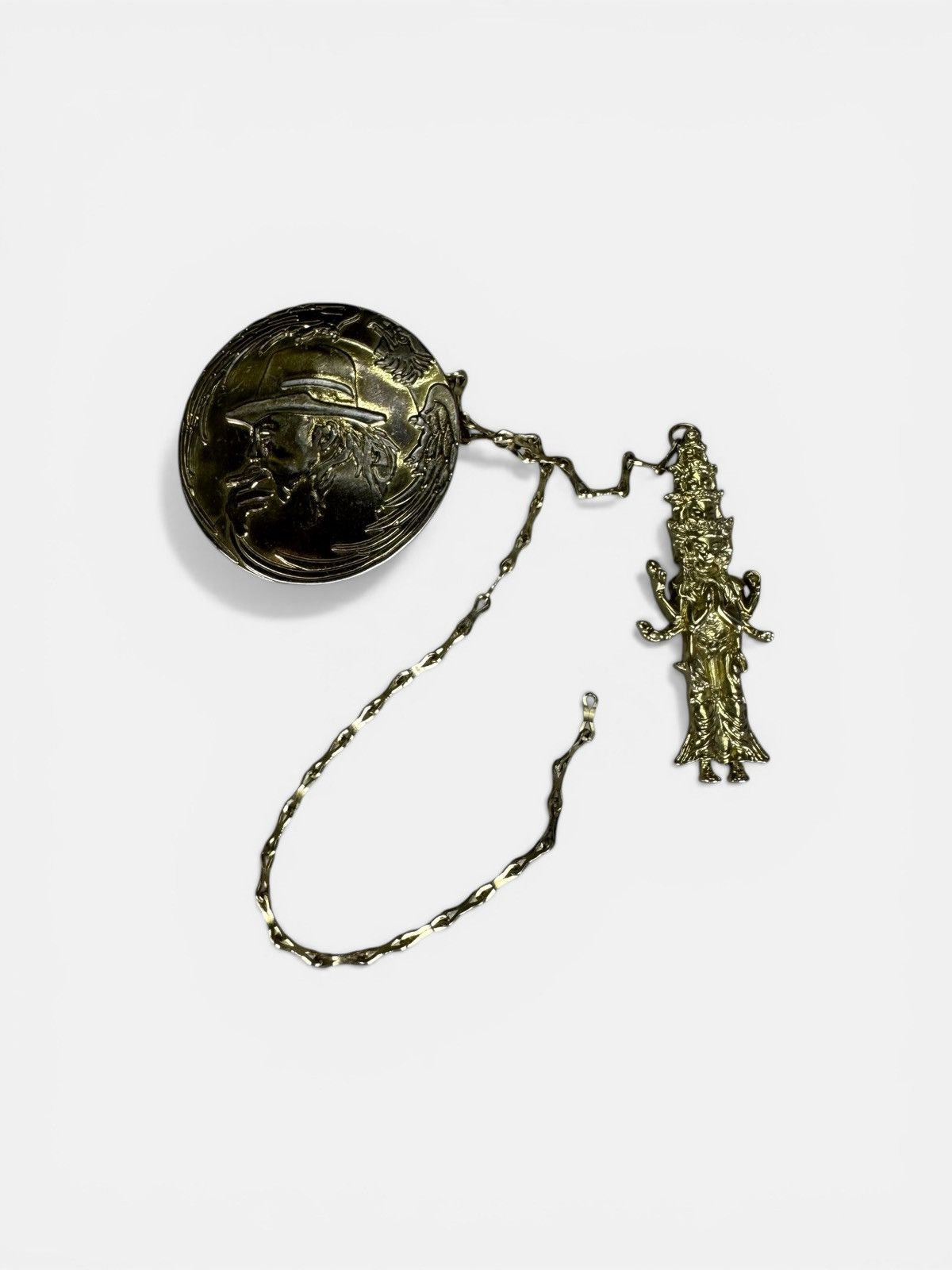 Yohji Yamamoto 🔥YOHJI YAMAMOTO POTRAIT & GANESHA DEITY CHAIN BROACH PIN Size ONE SIZE - 1 Thumbnail