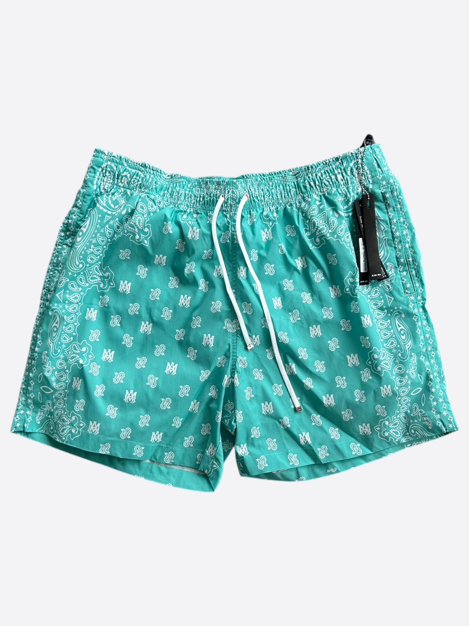 Amiri Amiri Blue & White MA Logo Paisley Swimshorts Size US 40 / EU 56 - 1 Thumbnail