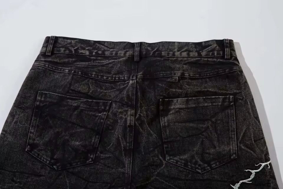 Jean Washed Embroidered High Street Wide Leg Loose Jeans Size US 34 / EU 50 - 12 Thumbnail