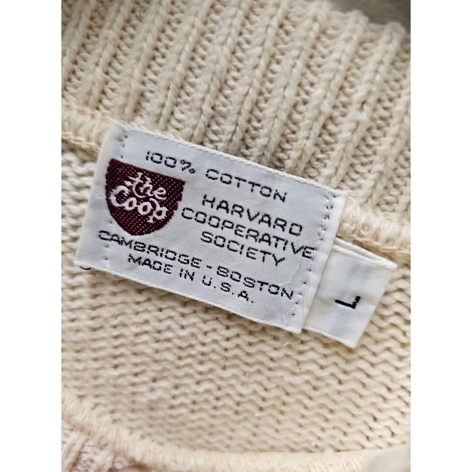 Logo 7 VINTAGE The Co-op HARVARD CREST LOGO SWEATER MADE USA LARGE Mens Pullover Sweatshirt Ivory Cotton Logo USA Distressed Vintage Size US L / EU 52-54 / 3 - 3 Thumbnail