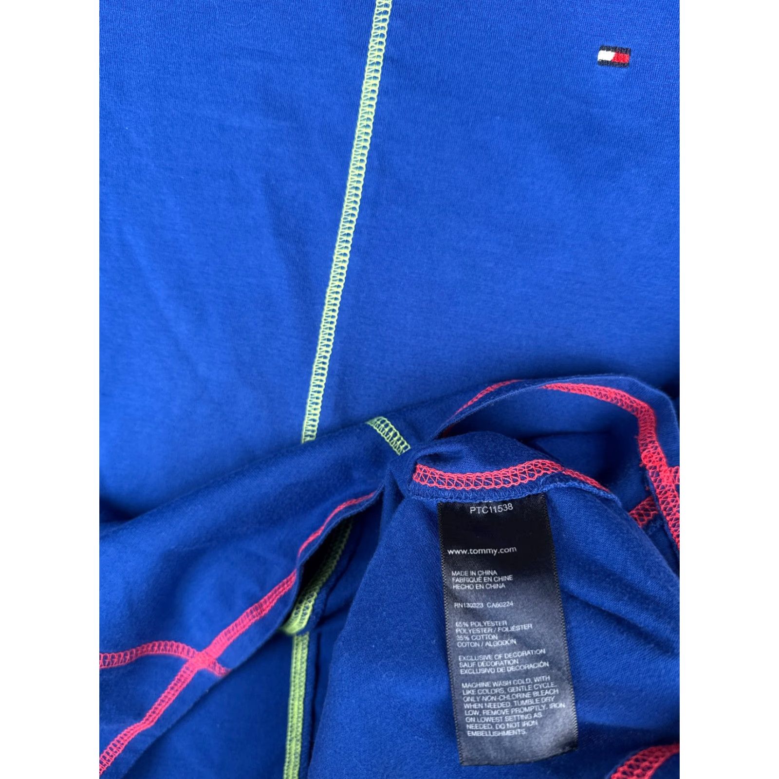 Tommy Hilfiger Tommy Hilfiger Shirt Girls XL Blue Crew Neck Short Sleeve Poly Blend Jersey Casual T-Shirt Size XL / US 12-14 / IT 48-50 - 7 Thumbnail