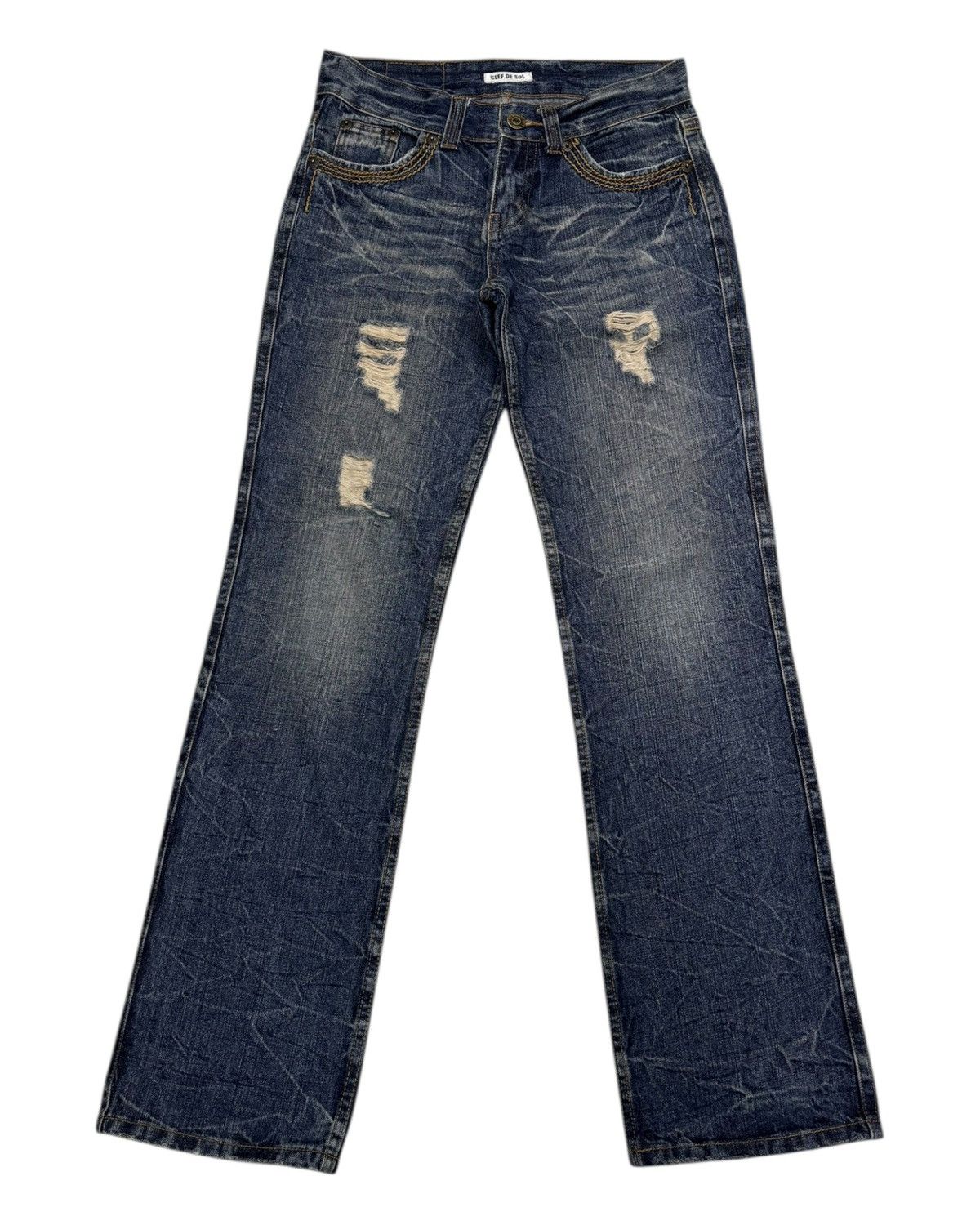 Beauty Beast × Hysteric Glamour Vintage Clef De Sol Distressed Denim Jeans Size US 30 / EU 46 - 1 Thumbnail