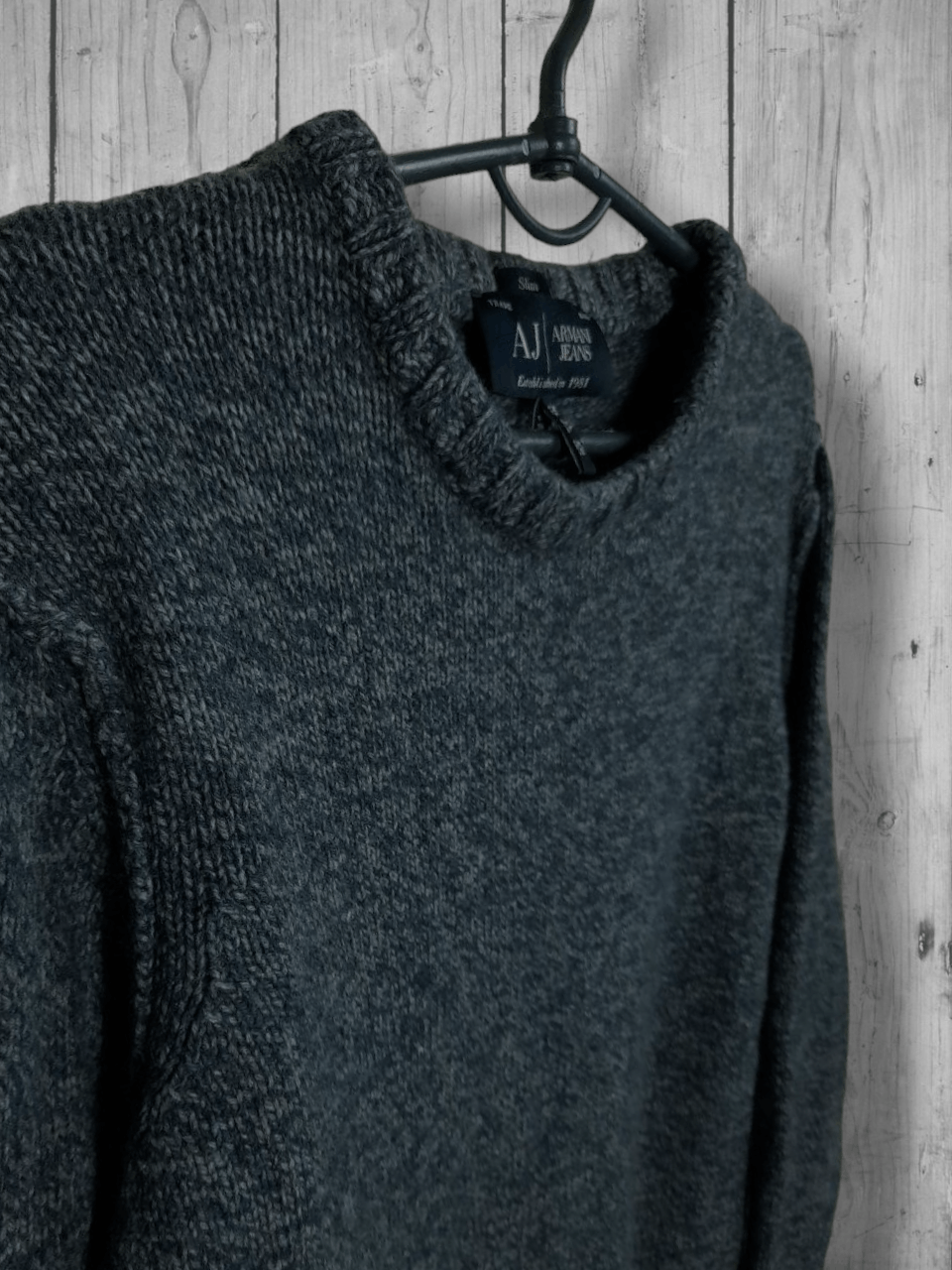 Armani Last !!! Vintage Armani Jeans Lana Wool GreyKnit Sweater Size US L / EU 52-54 / 3 - 2 Thumbnail