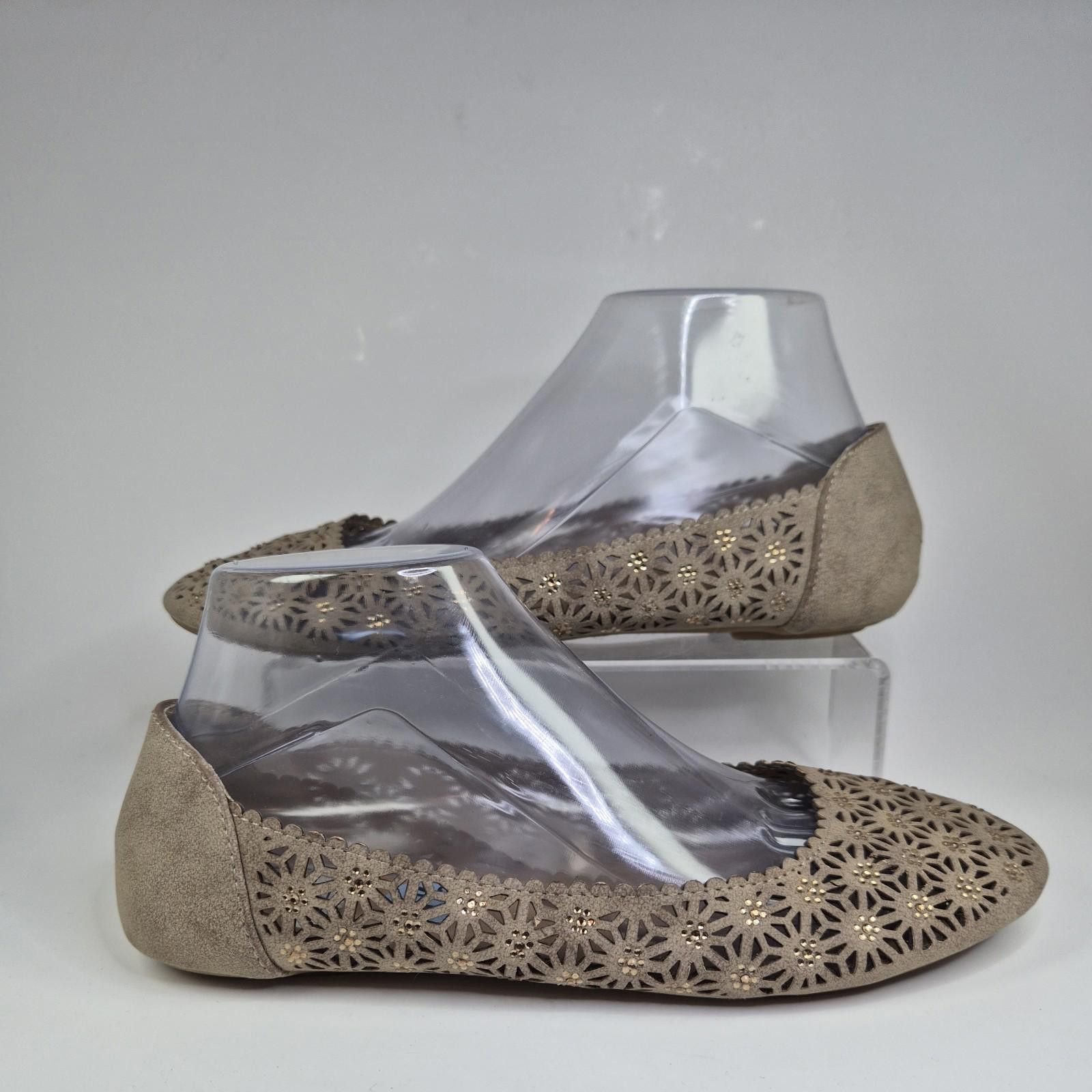Nicole Club NICOLE Suede Rhinestone Ballet Flats Jane Womens Shoes Sz8.5 Size US 8.5 / IT 38.5 - 4 Thumbnail