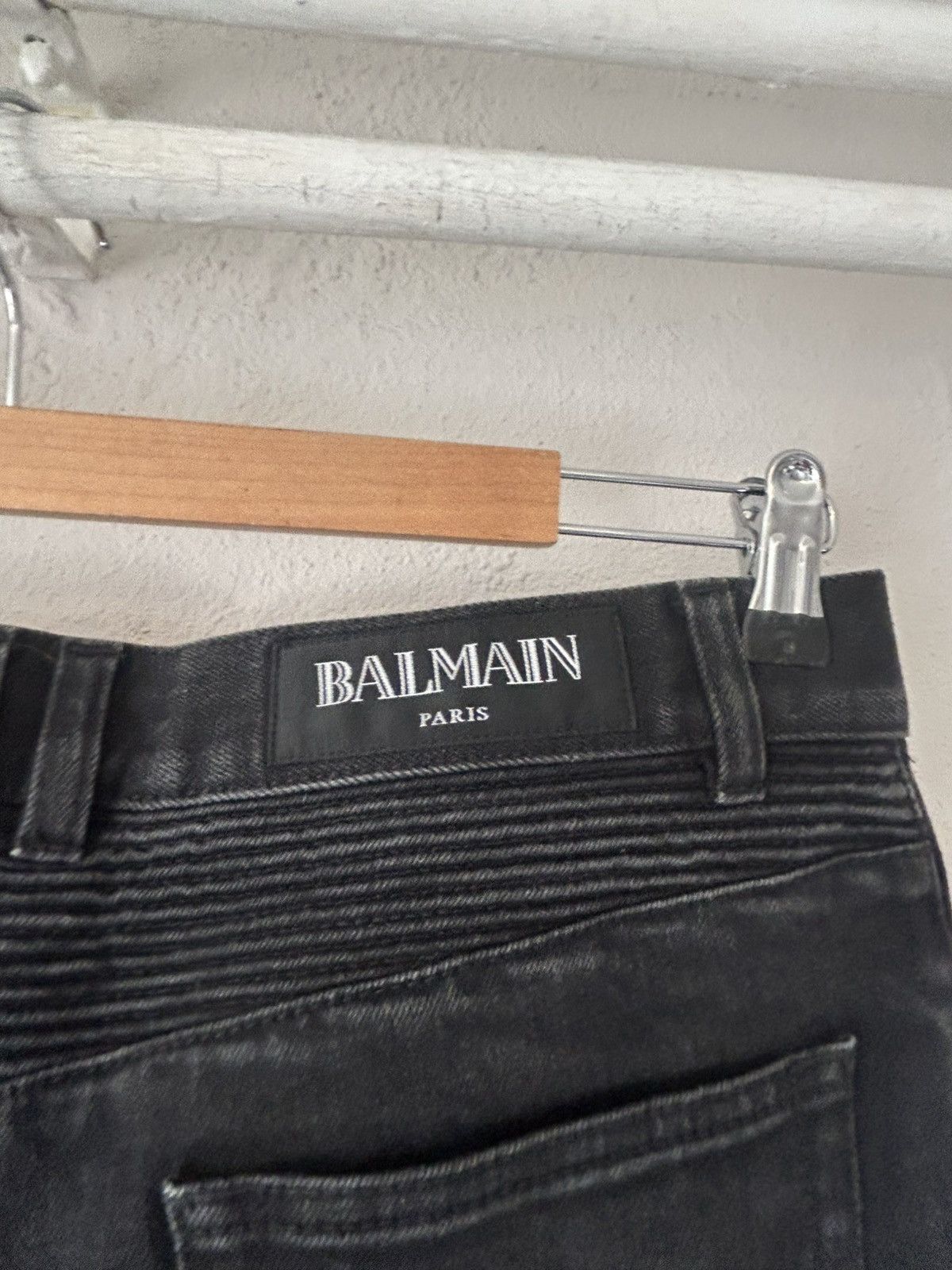 Balmain Balmain Black Biker Jeans with Ribbed Panel Detailing Size US 30 / EU 46 - 6 Thumbnail