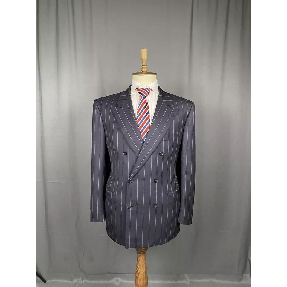 Brioni Brioni Men's Blue Wool Double Breasted Blazer Jacket Size 56 Size 54R - 3 Thumbnail