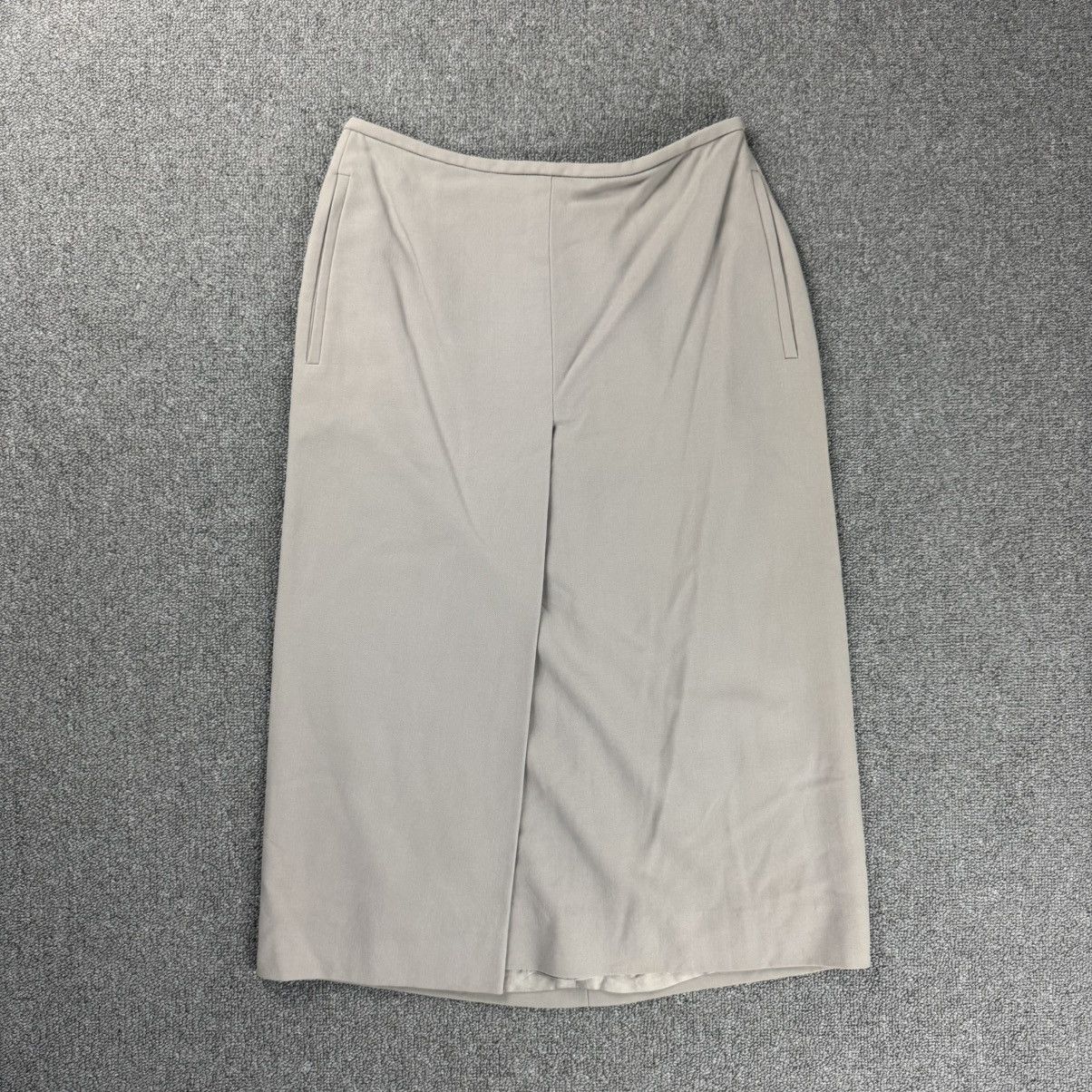 Hermes × Maison Margiela Hermes - Margiela Era - Spring 1999 Beige - Midi Wool Skirt Size 26" / US 2 / IT 38 - 1 Thumbnail