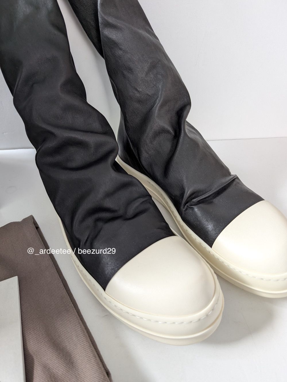 Rick Owens *NEW* SS24 BLACK LEATHER SOCK RAMONES SNEAKERS 41 Size US 8 / EU 41 - 8 Thumbnail