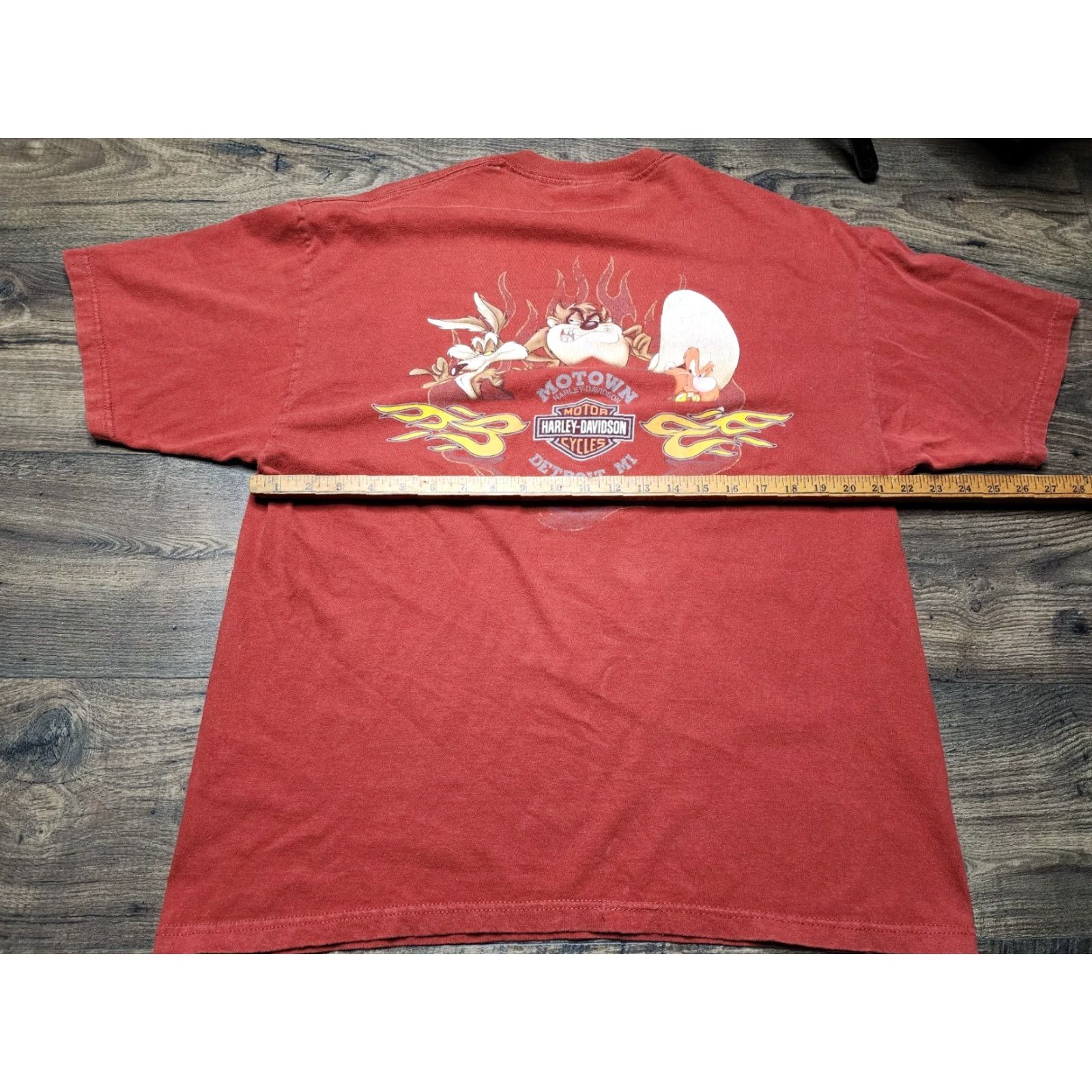 Harley Davidson Harley Davidson Mens XL Red Short Sleeve T-Shirt Looney Tunes Yosemite Sam Graphic Tee Mens Size US XL / EU 56 / 4 - 3 Thumbnail