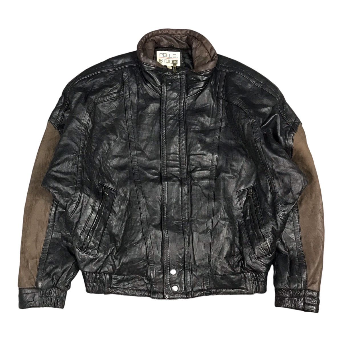 Japanese Brand PELLE STUDIO PUNK LEATHER BOMBER JACKET Size US L / EU 52-54 / 3 - 1 Thumbnail