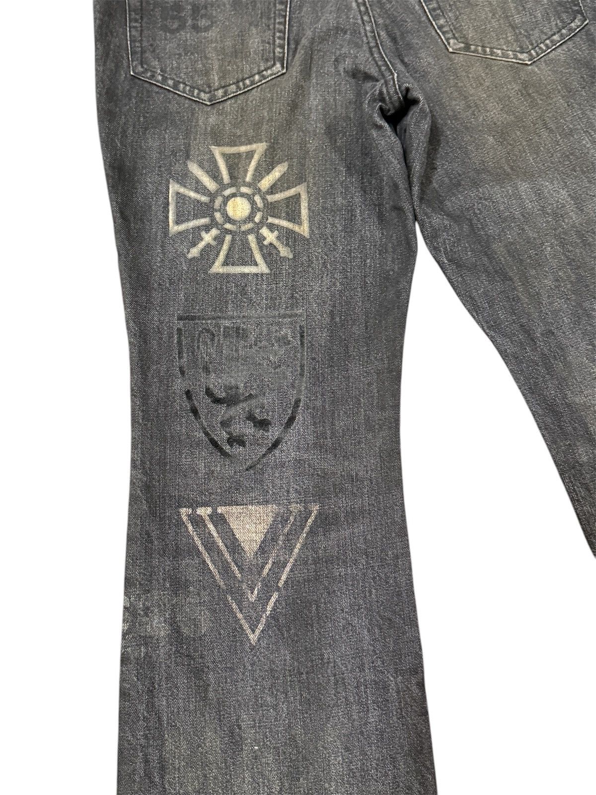 If Six Was Nine × Le Grande Bleu (L.G.B.) Very Rare Schorl Distressed Flare Printed Jeans Size US 32 / EU 48 - 8 Thumbnail