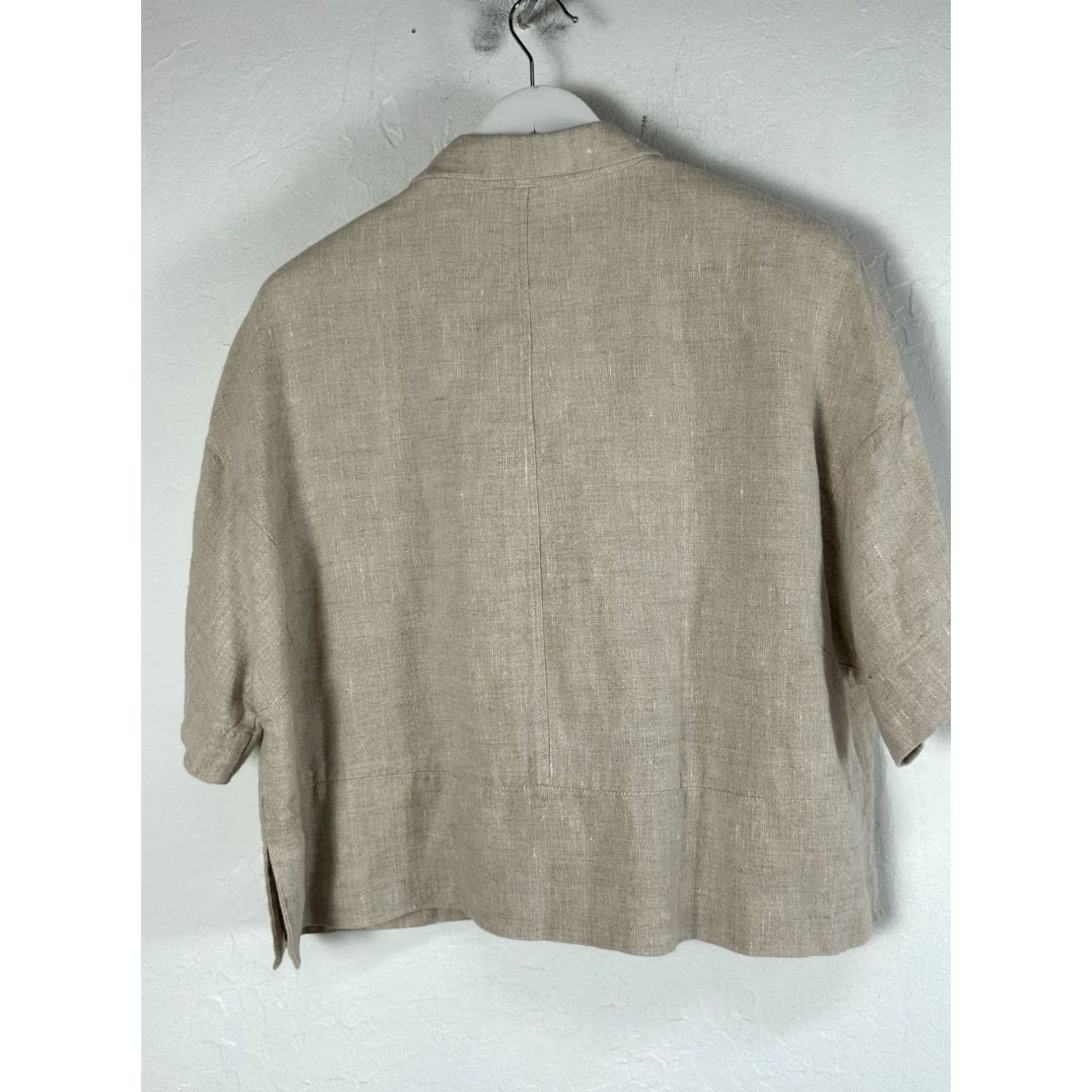 Insight Insight Womens Beige Linen Blazer Medium Short Sleeve Button Front Jacket Size 32" / US 10 / IT 46 - 2 Thumbnail