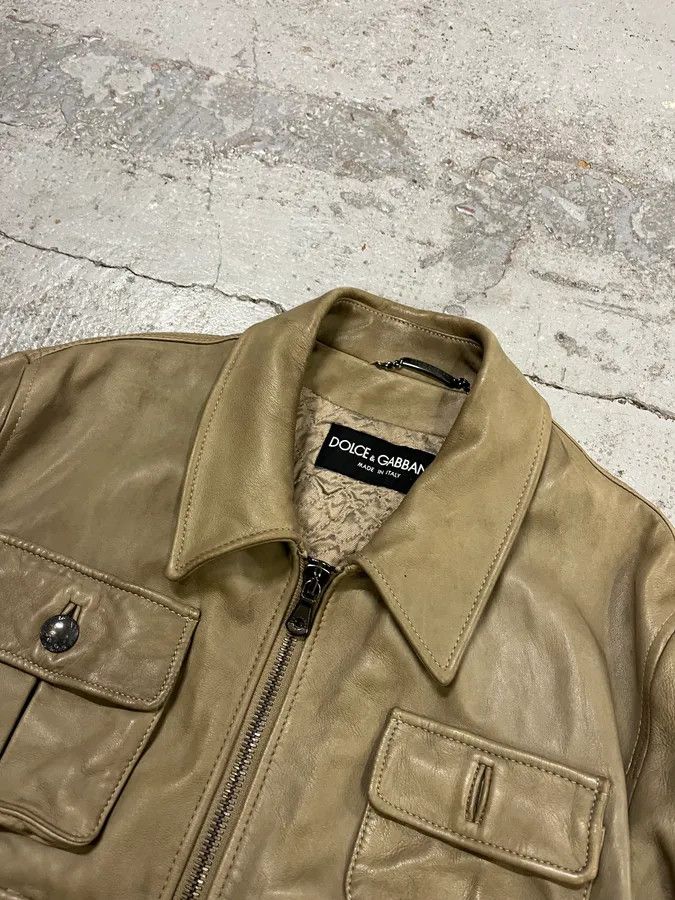 Dolce & Gabbana AW2006 Dolce & Gabbana Multi-Pocket Beige Cargo Leather Jacket Size US M / EU 48-50 / 2 - 6 Thumbnail