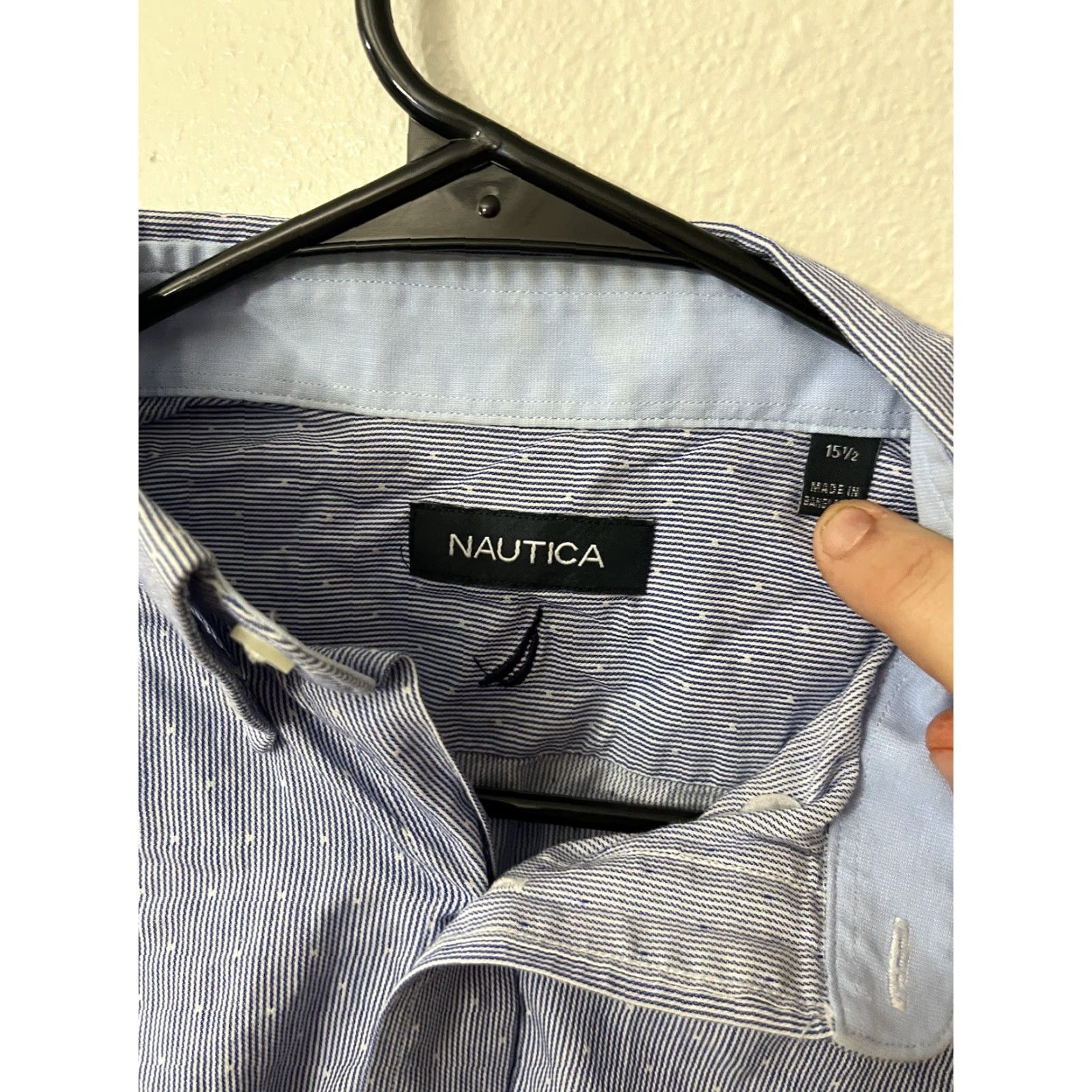 Nautica Nautica Shirt 15.5 Blue Striped Collared Mens Button Up Size US L / EU 52-54 / 3 - 2 Thumbnail