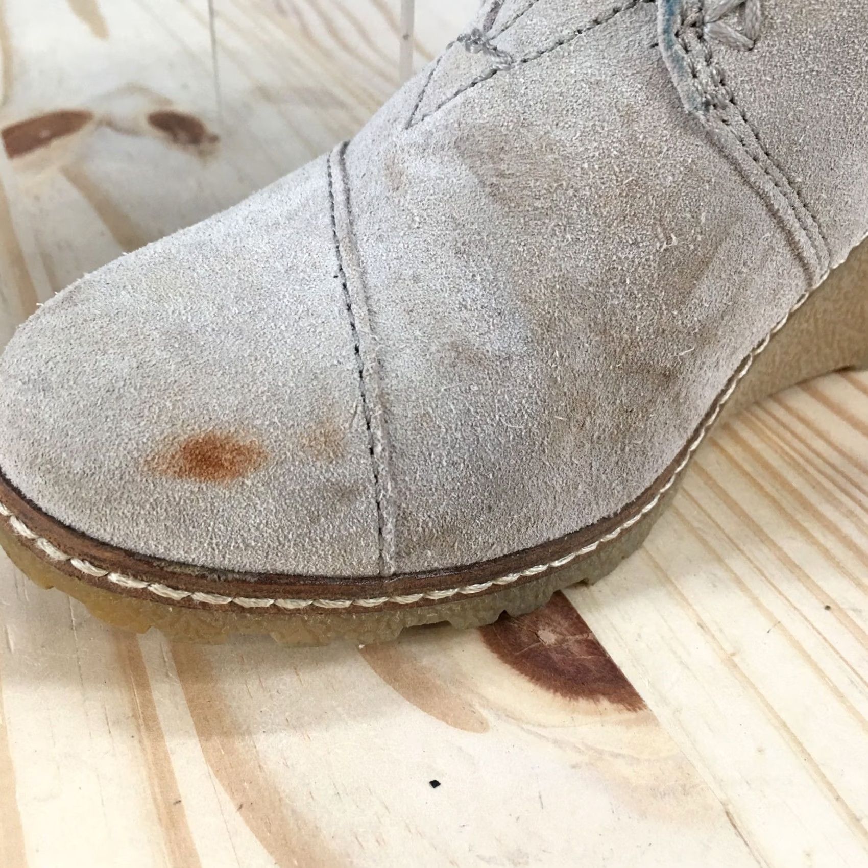 Toms TOMS Boots Womens 5.5 Desert Wedge Ankle Boot Gray Suede Leather Lace Up Casual Size US 6 / IT 36 - 4 Thumbnail