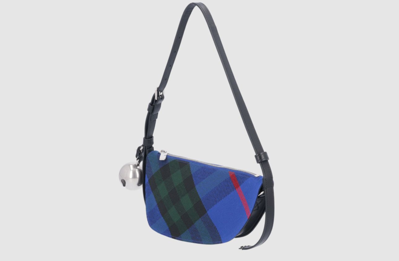 Burberry BURBERRY Shield blue check canvas leather shoulder bag Size ONE SIZE - 3 Thumbnail