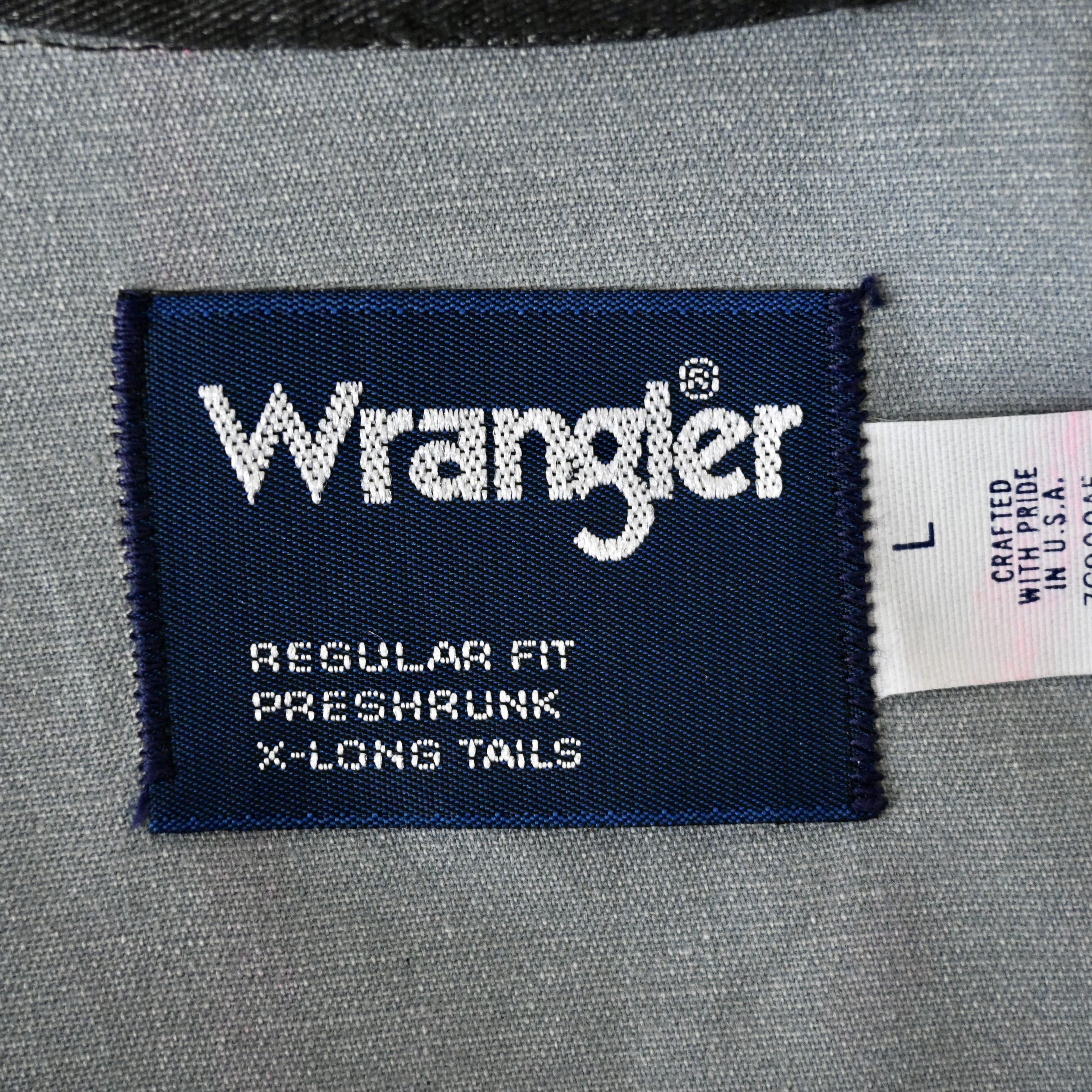 Vintage MINT, 1990s Wrangler Brushpopper cape shirt grey x pink Size US L / EU 52-54 / 3 - 17 Thumbnail
