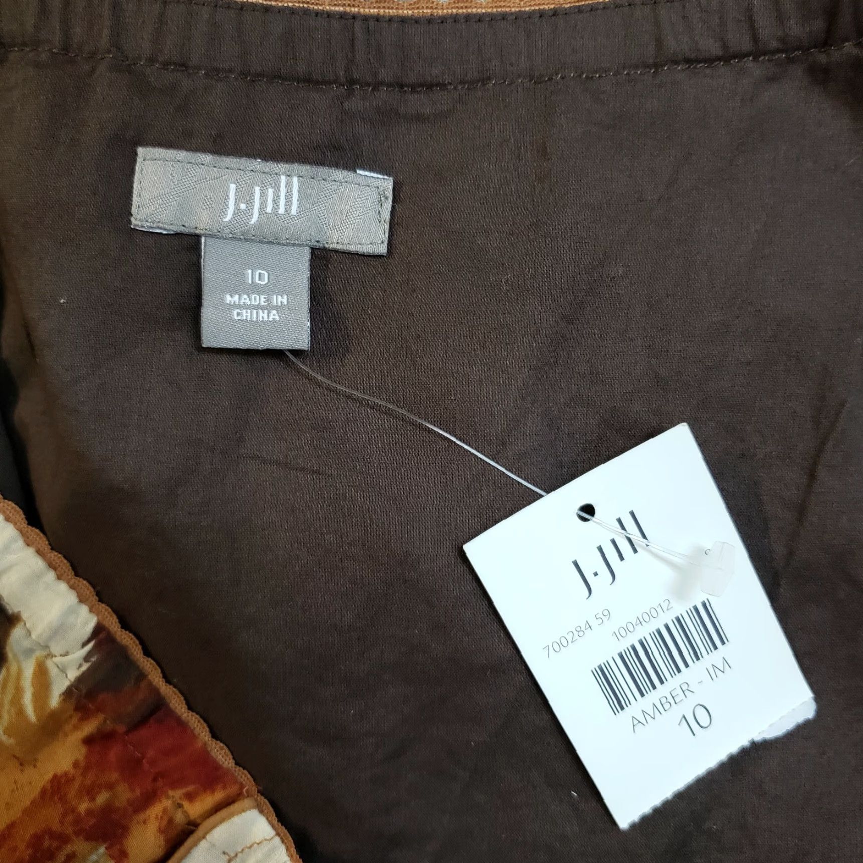 J. Jill VINTAGE J Jill Womens Skirt 10 Brown Floral Cotton Silk Blend Midi A-Line Zip Womens Size 32" / US 10 / IT 46 - 5 Thumbnail