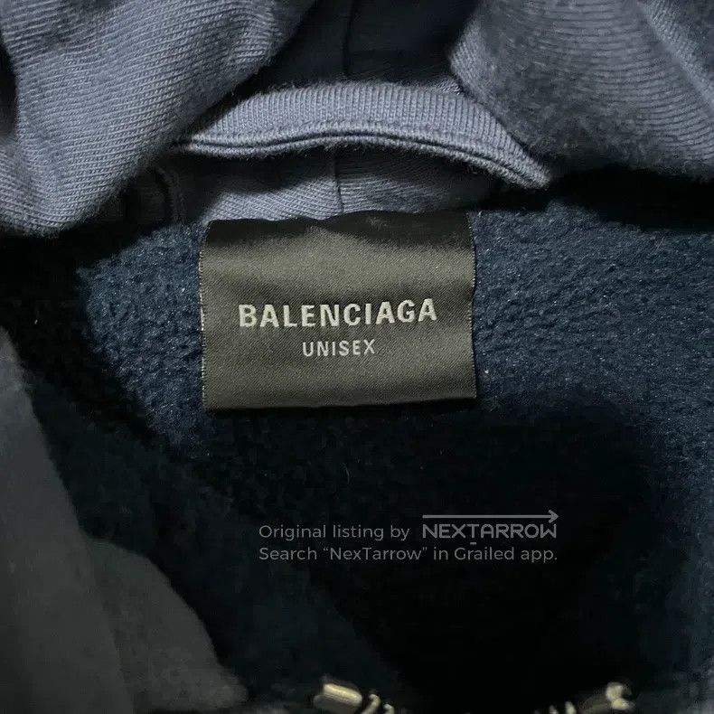 Balenciaga Balenciaga Blue Four Sleeve Faux Two-Piece Zip Hoodie Flee Size US M / EU 48-50 / 2 - 3 Thumbnail