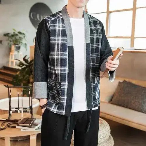 Other New Release Checkered Pocket Cardigan Kimono Noragi Size US XS / EU 42 / 0 - 2 Thumbnail