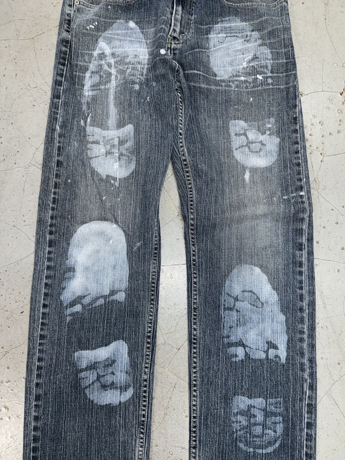 Levi's Vintage Clothing Levis 505 Paint Boot Print Distressed Jeans Size US 34 / EU 50 - 4 Thumbnail