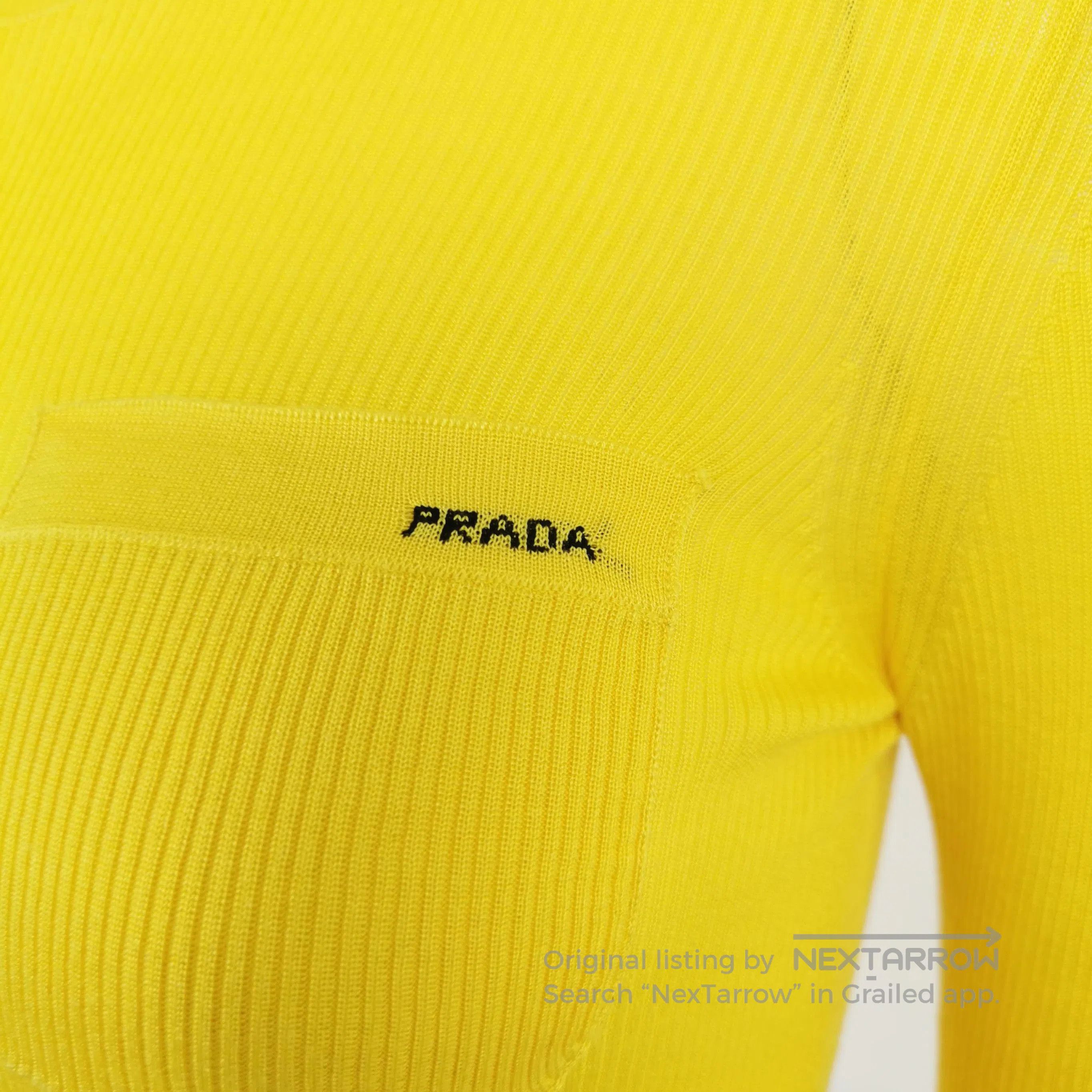 Other Prada Yellow Knit Ribbed Logo Long Sleeve Sweater . Size M / US 6-8 / IT 42-44 - 3 Thumbnail