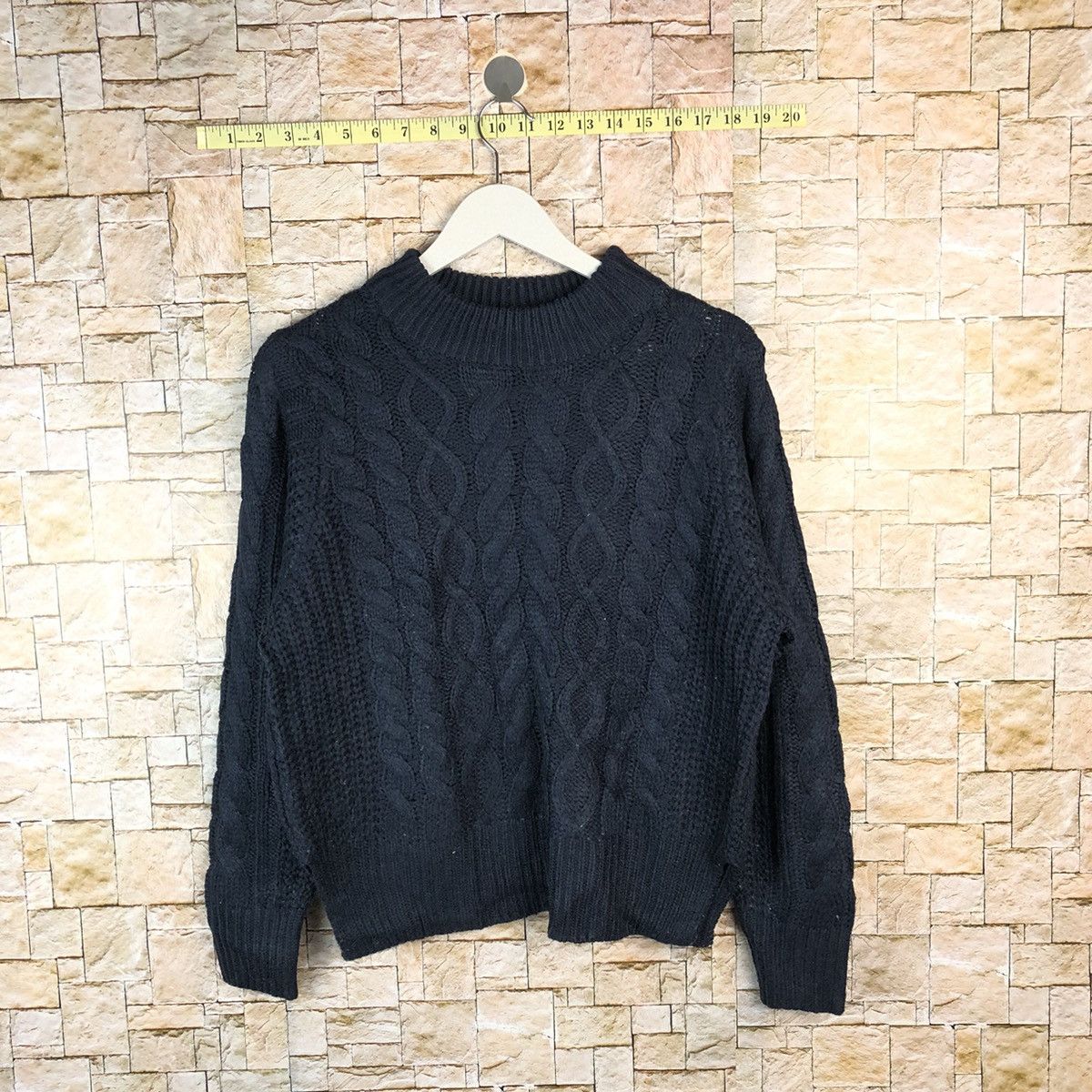 Homespun Knitwear × Japanese Brand Earth Music Econology Dark Blue cable Knitwear #A1223 Size US S / EU 44-46 / 1 - 1 Thumbnail