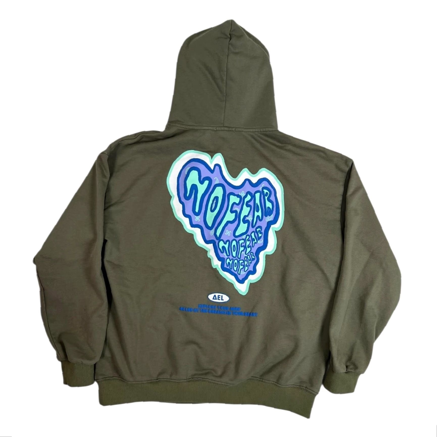 Vintage Aelfric Eden Hoodie Mens Large Green MOFEAR Heart Graphic Pullover Sweatshirt Size US L / EU 52-54 / 3 - 2 Thumbnail