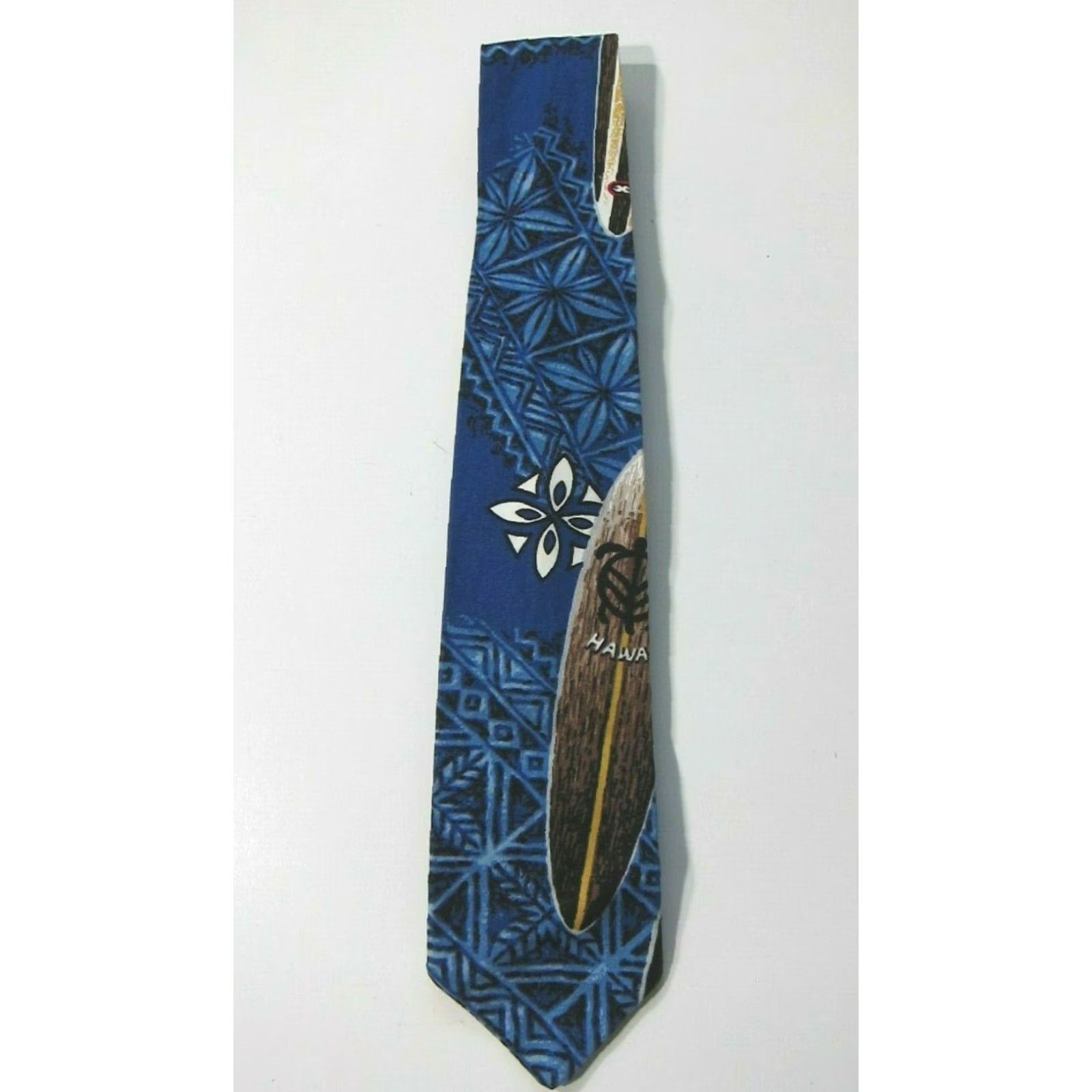 Vintage Vintage Made In Hawaii Cotton Blue Red Brown White Surf Floral Neck Tie Size ONE SIZE - 4 Thumbnail
