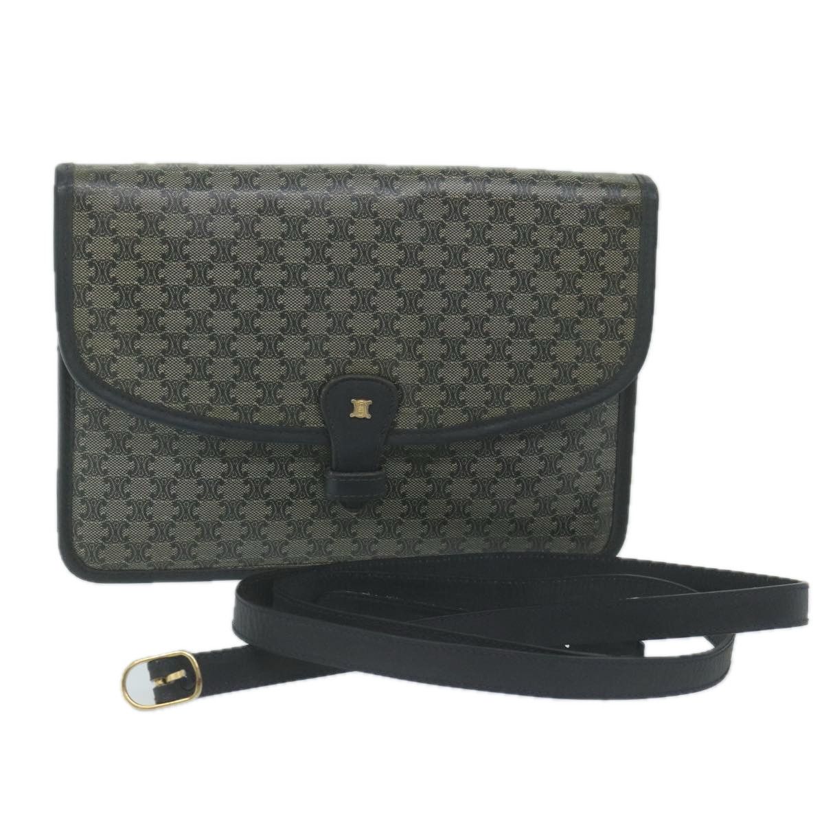 image of Celine Macadam Canvas Shoulder Bag Coated Canvas Navy Auth Ti1495, Women's