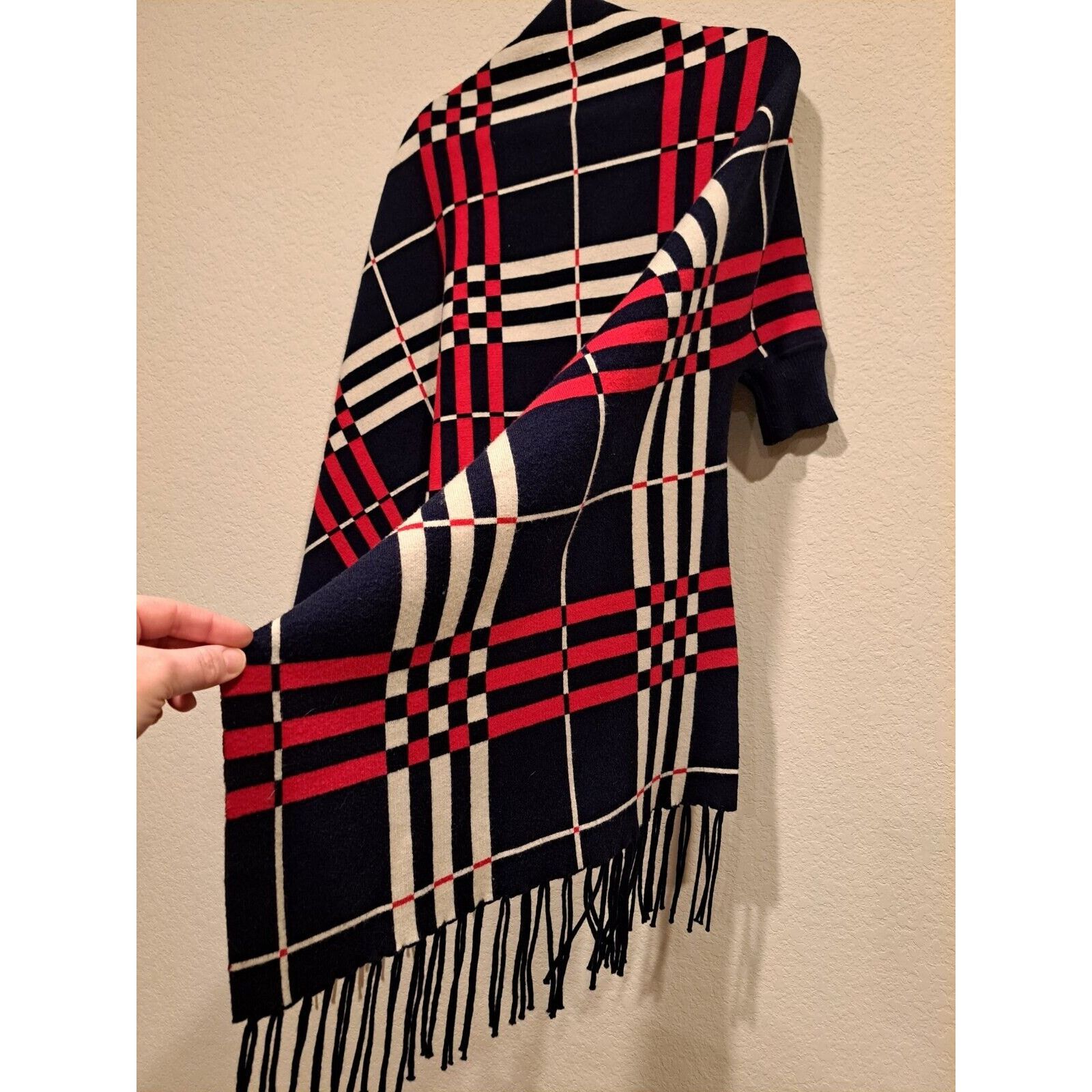 Other Cherie Bliss Shaw Scarf Shrug sweater plaid fringe one size Size ONE SIZE - 4 Thumbnail
