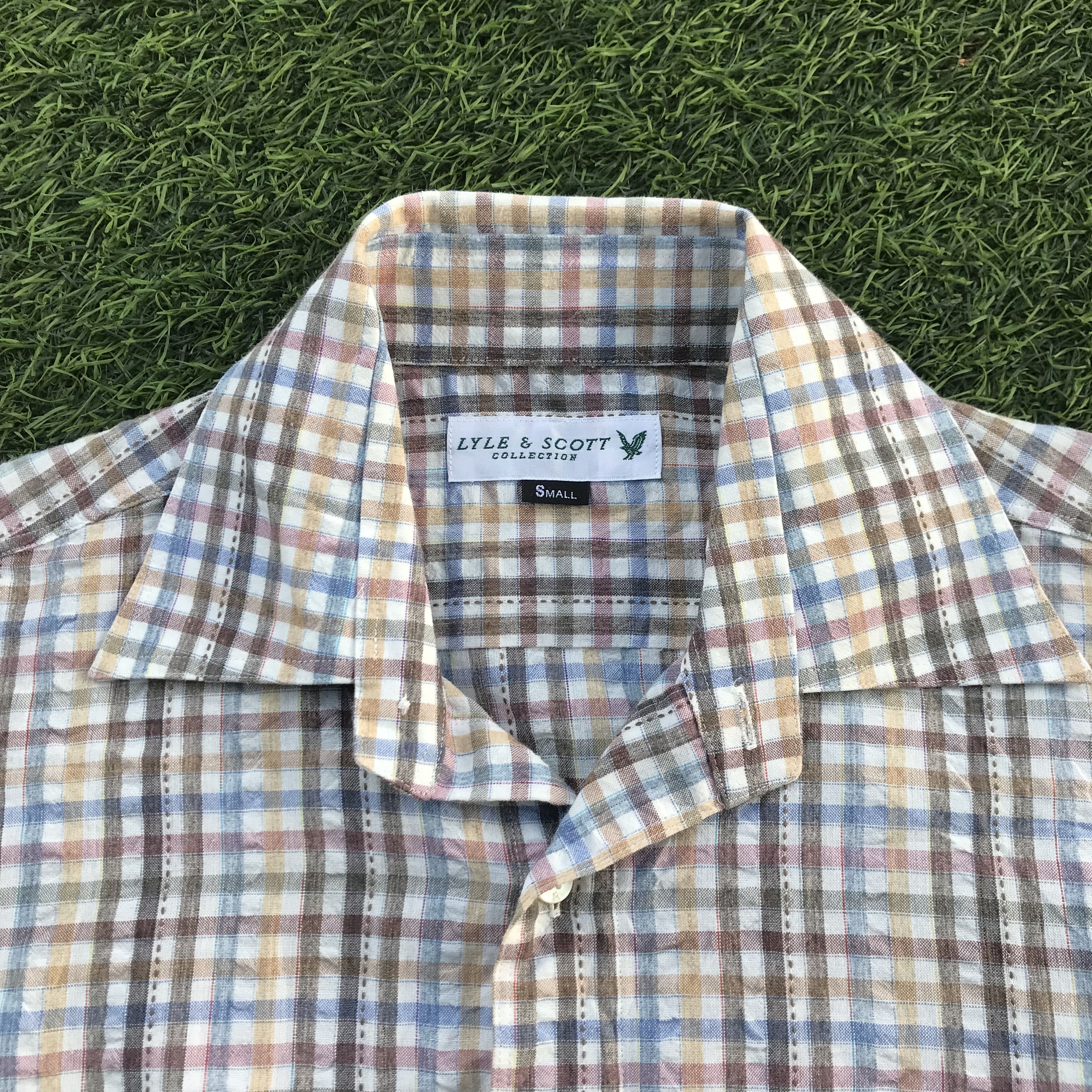 Lyle & Scott × Vintage Vintage Lyle And Scott open colar Shirt short sleeve Size US S / EU 44-46 / 1 - 16 Thumbnail