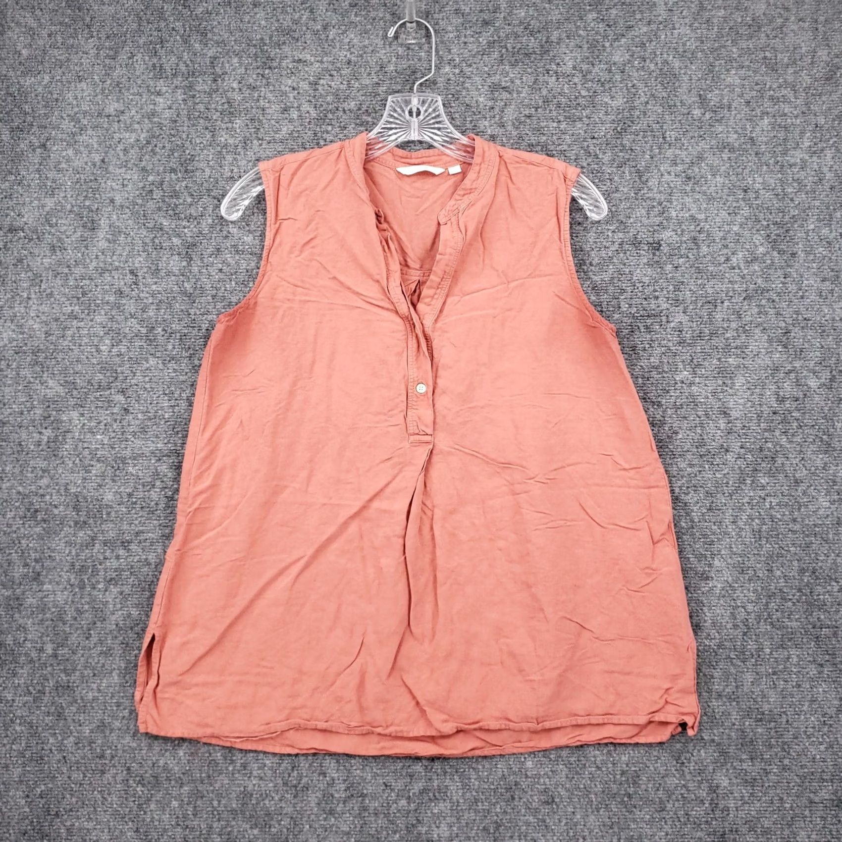 Uniqlo Uniqlo Blouse Womens S Small Orange V Neck Sleeveless Popover Linen Casual Top Size S / US 4 / IT 40 - 2 Thumbnail
